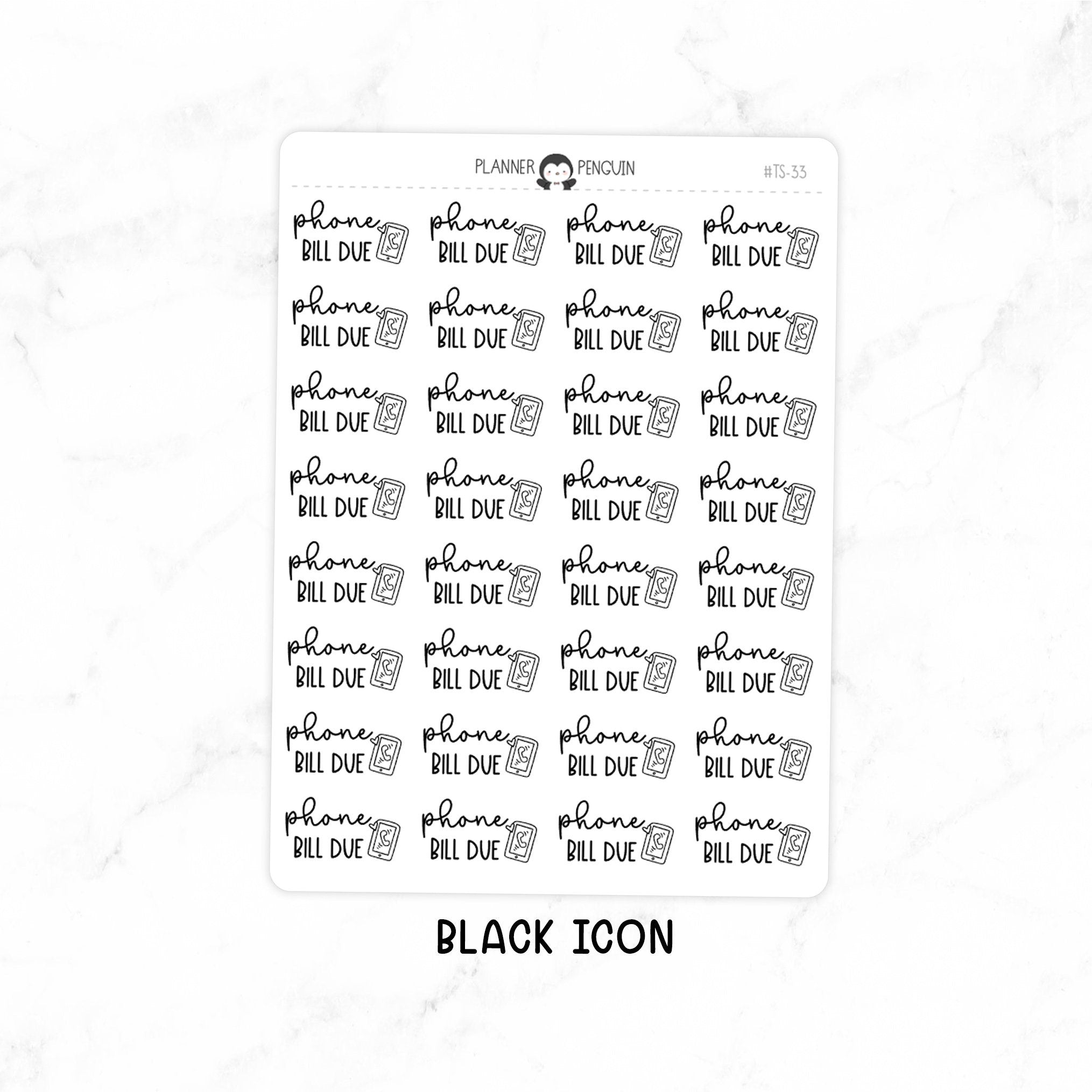 Phone Bill Due - Icon Script Stickers