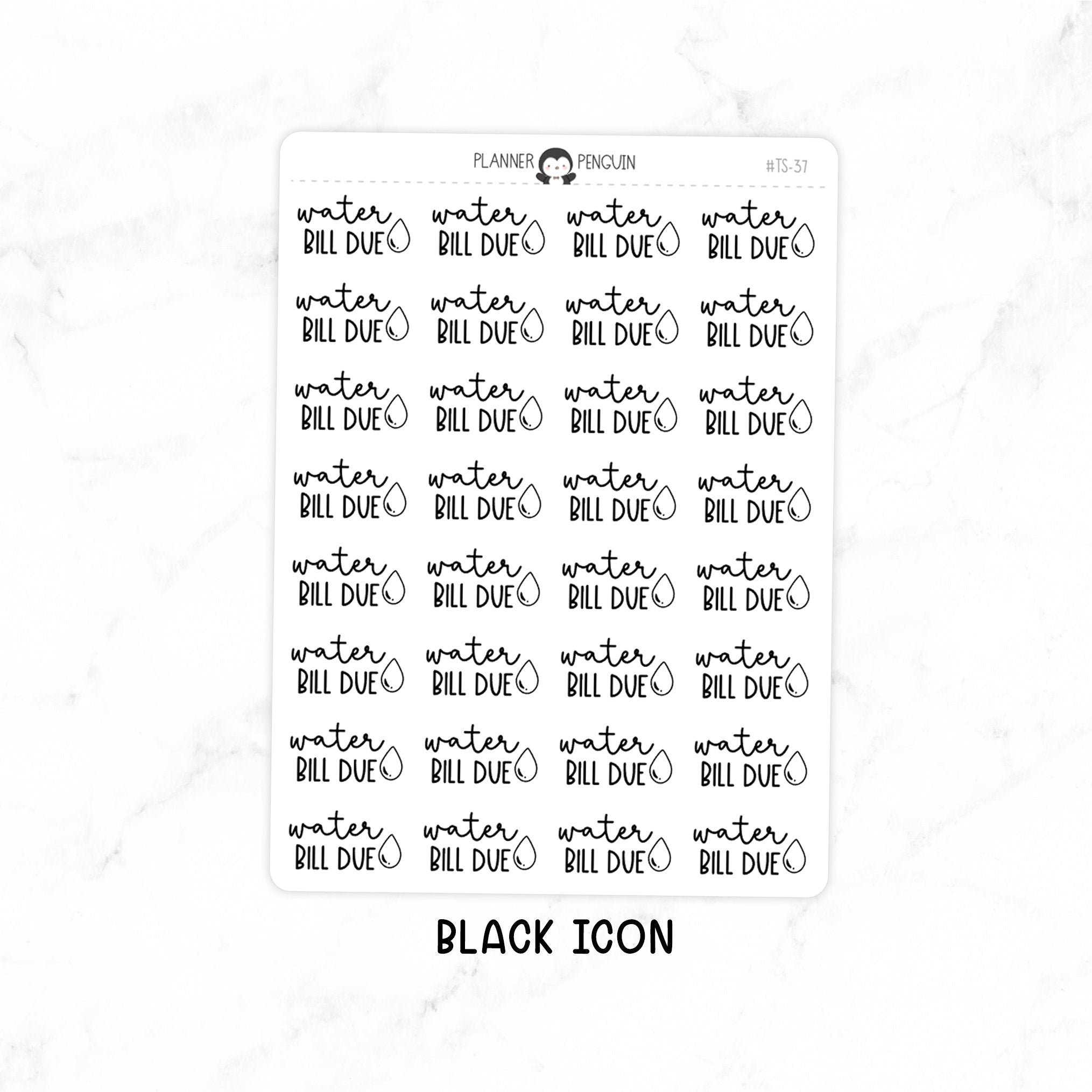 Water Bill Due - Icon Script Stickers