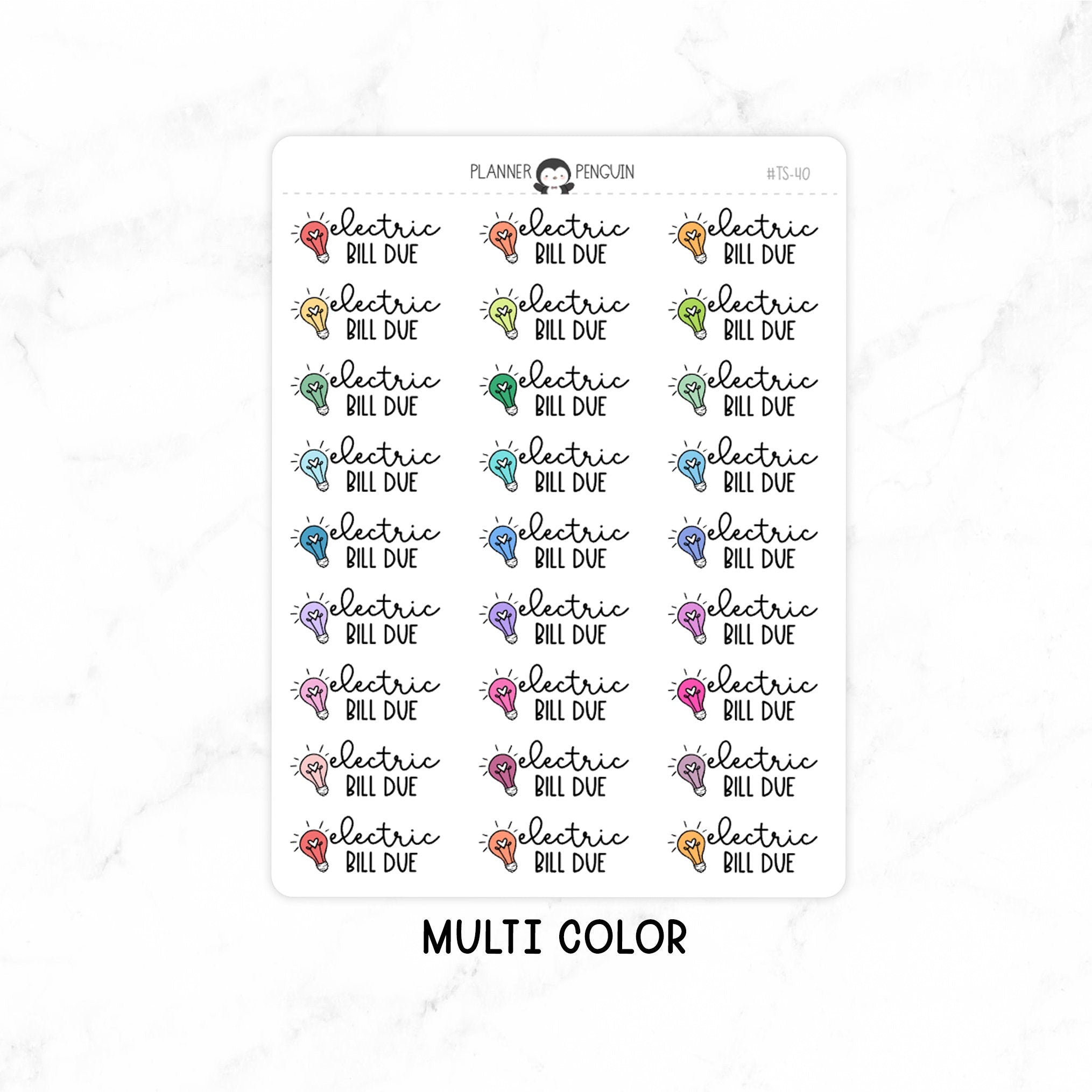 Electric Bill Due - Icon Script Stickers