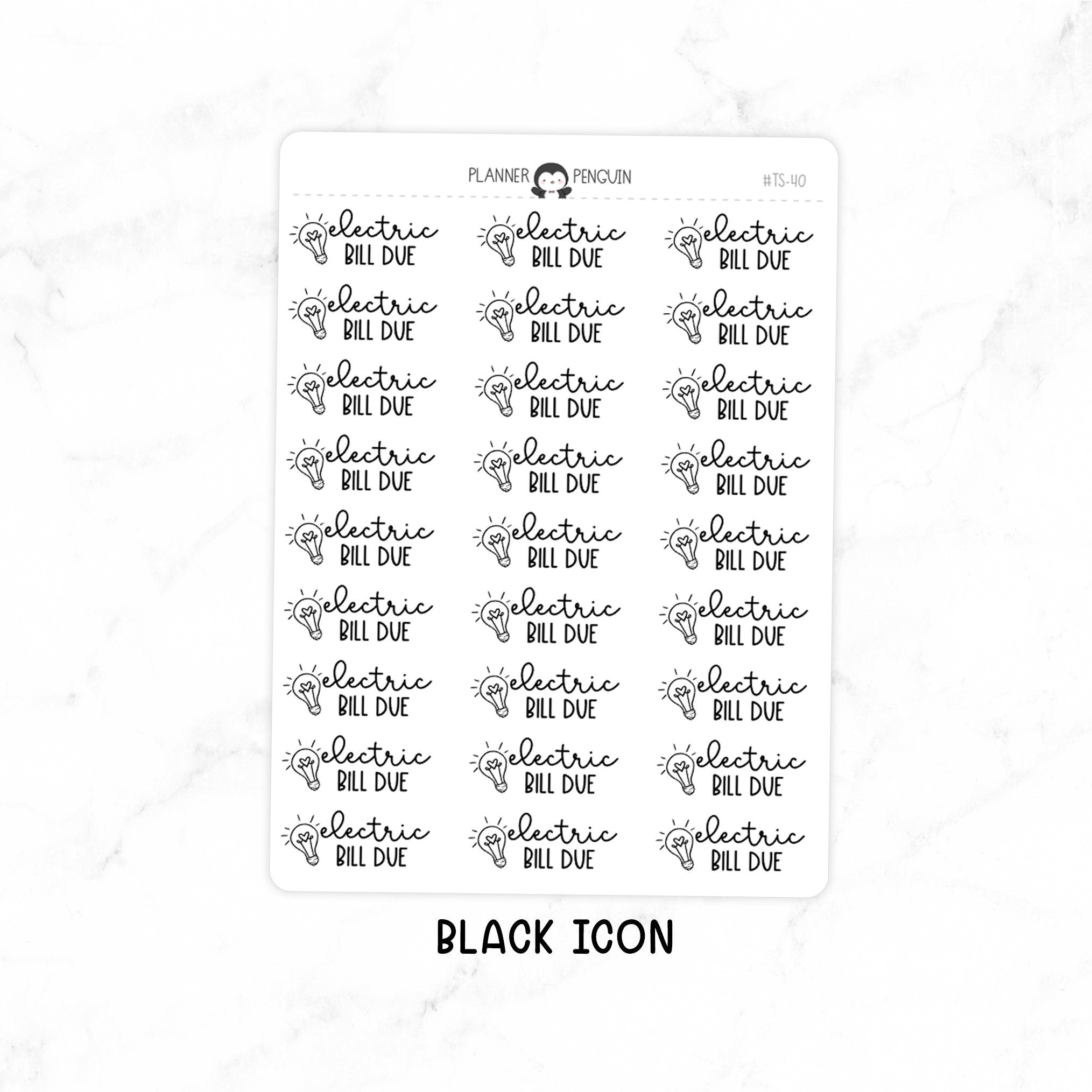 Electric Bill Due - Icon Script Stickers
