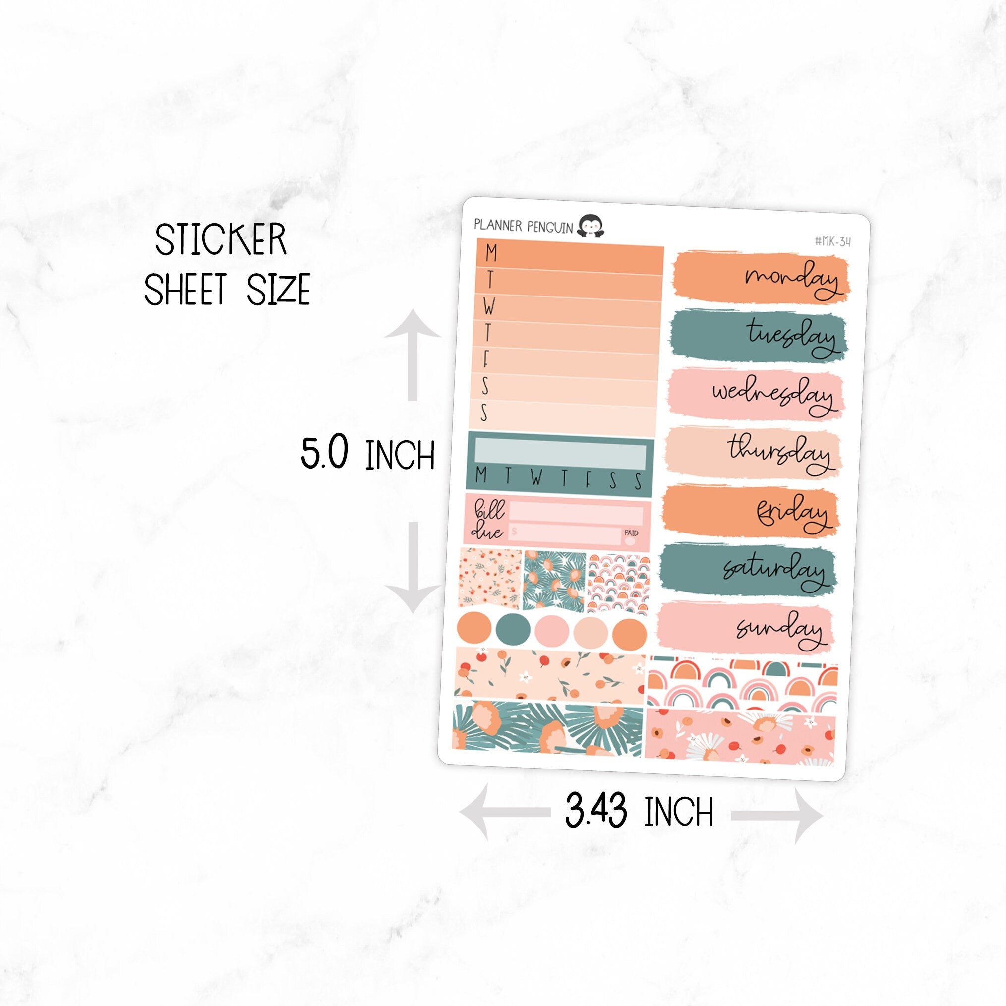 Peach Floral Mini Weekly B6 Kit