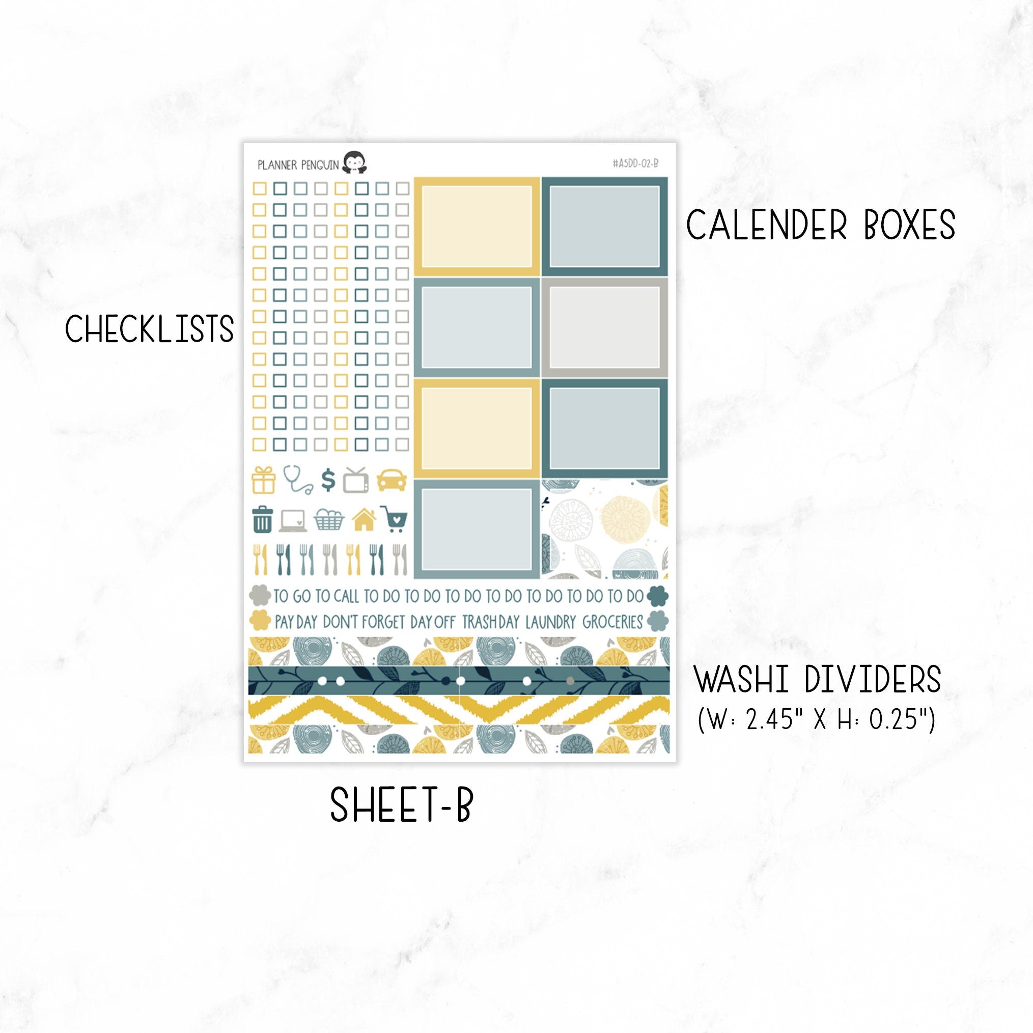 Mustard And Navy A5 Daily Duo Sticker Kit