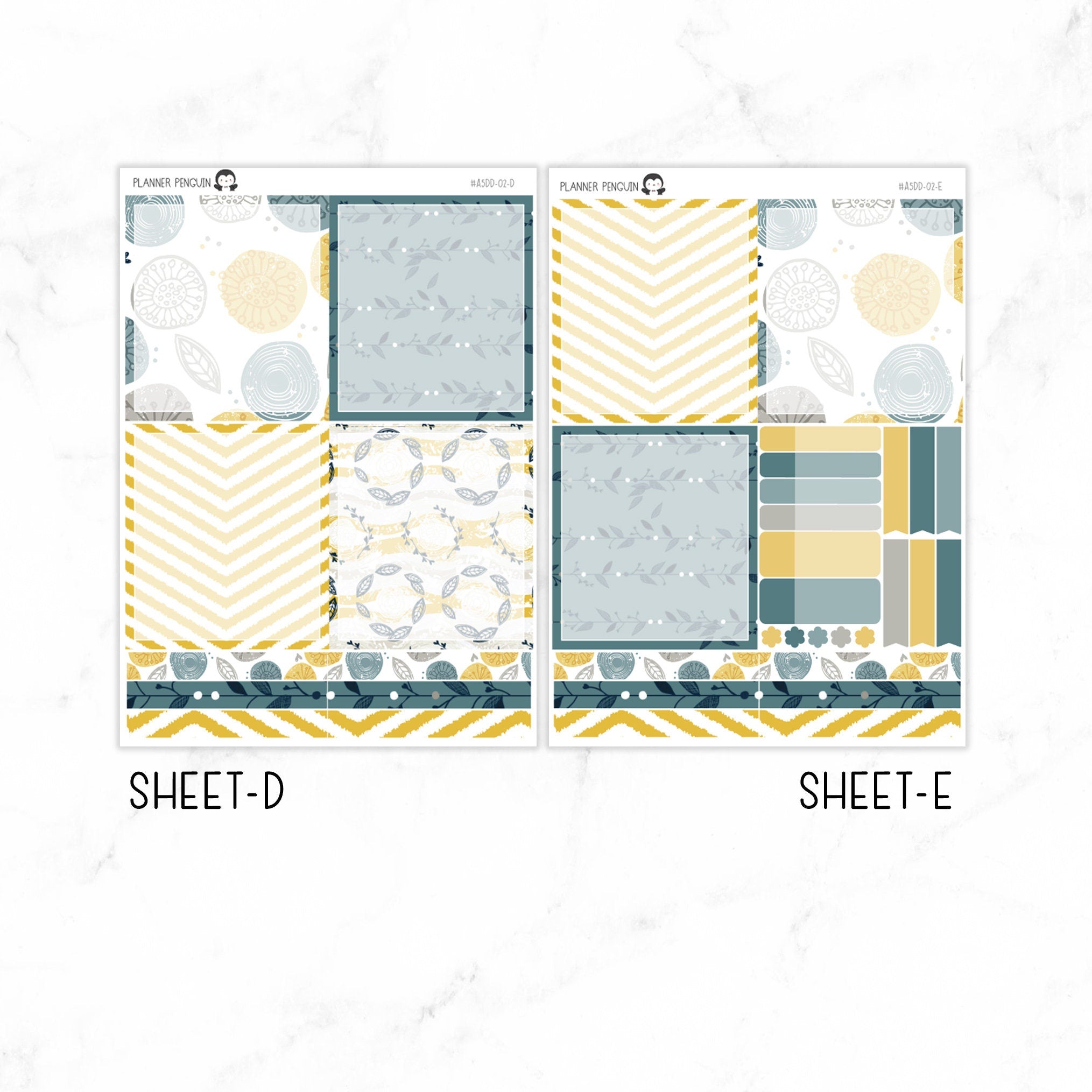 Mustard And Navy A5 Daily Duo Sticker Kit