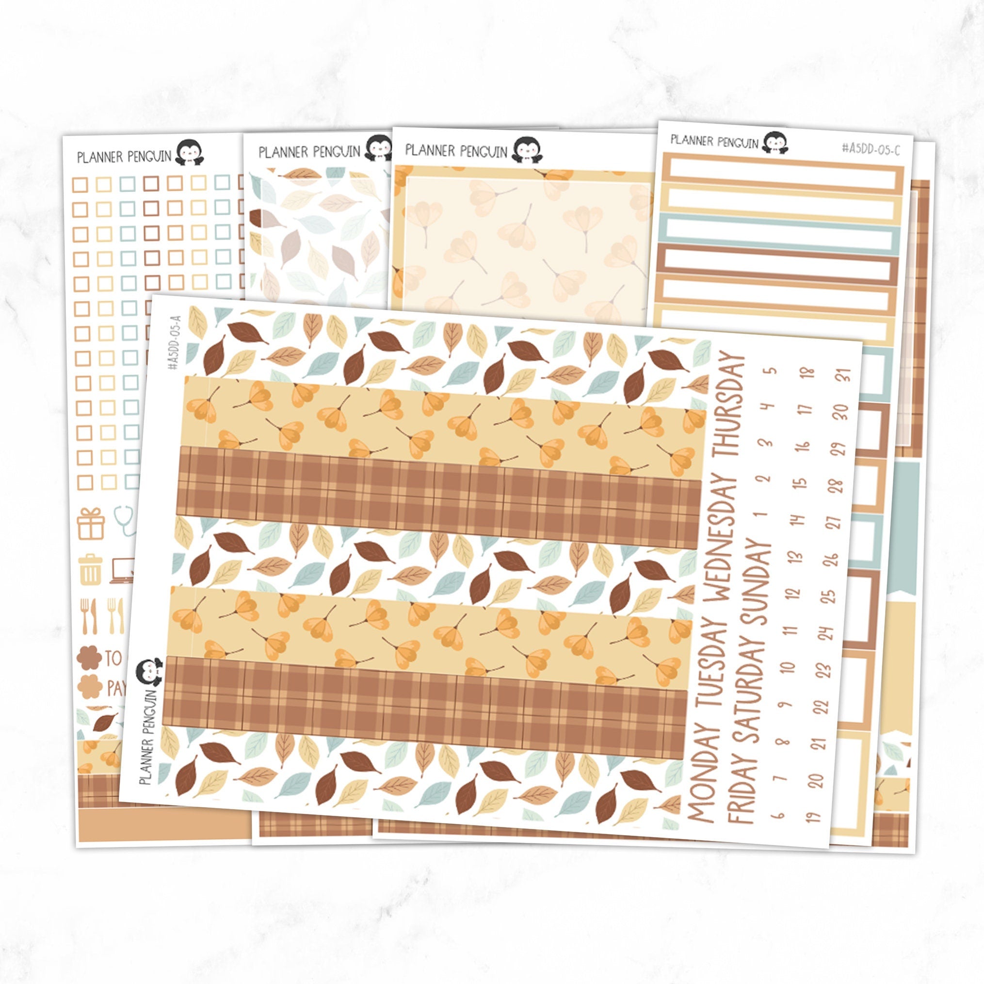 Fall Floral A5 Daily Duo Sticker Kit