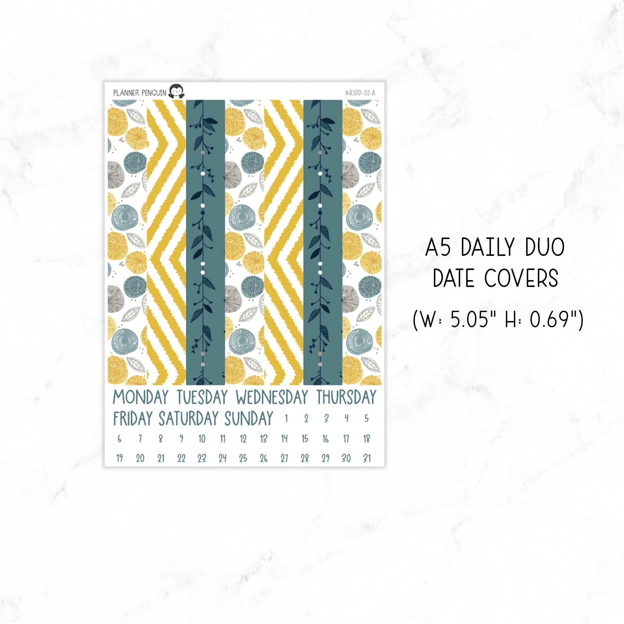 Mustard And Navy A5 Daily Duo Sticker Kit
