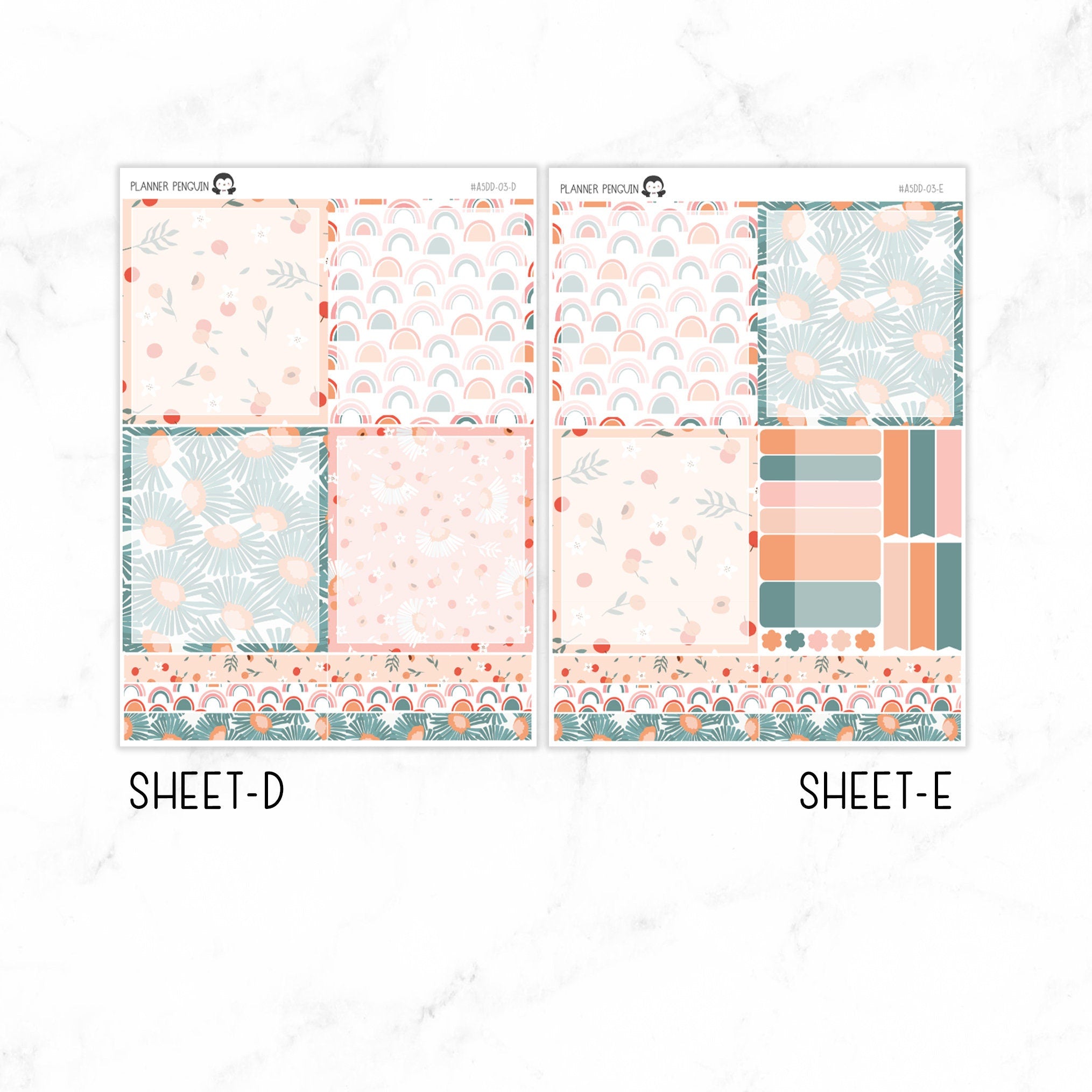 Peach Floral A5 Daily Duo Sticker Kit
