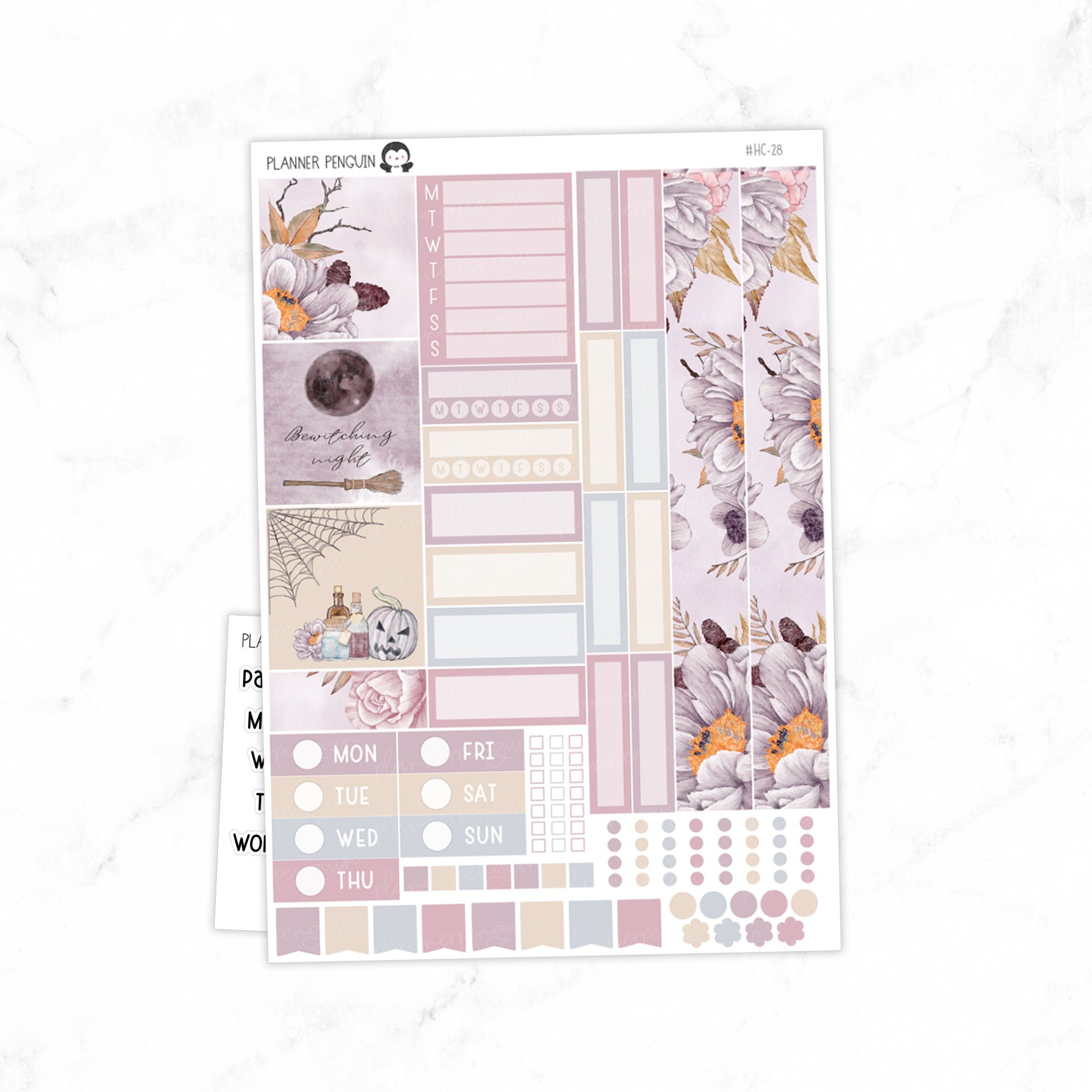 Bewitching Night Halloween Hobonichi Cousin A5 Weekly Sticker Kit// #HC-28