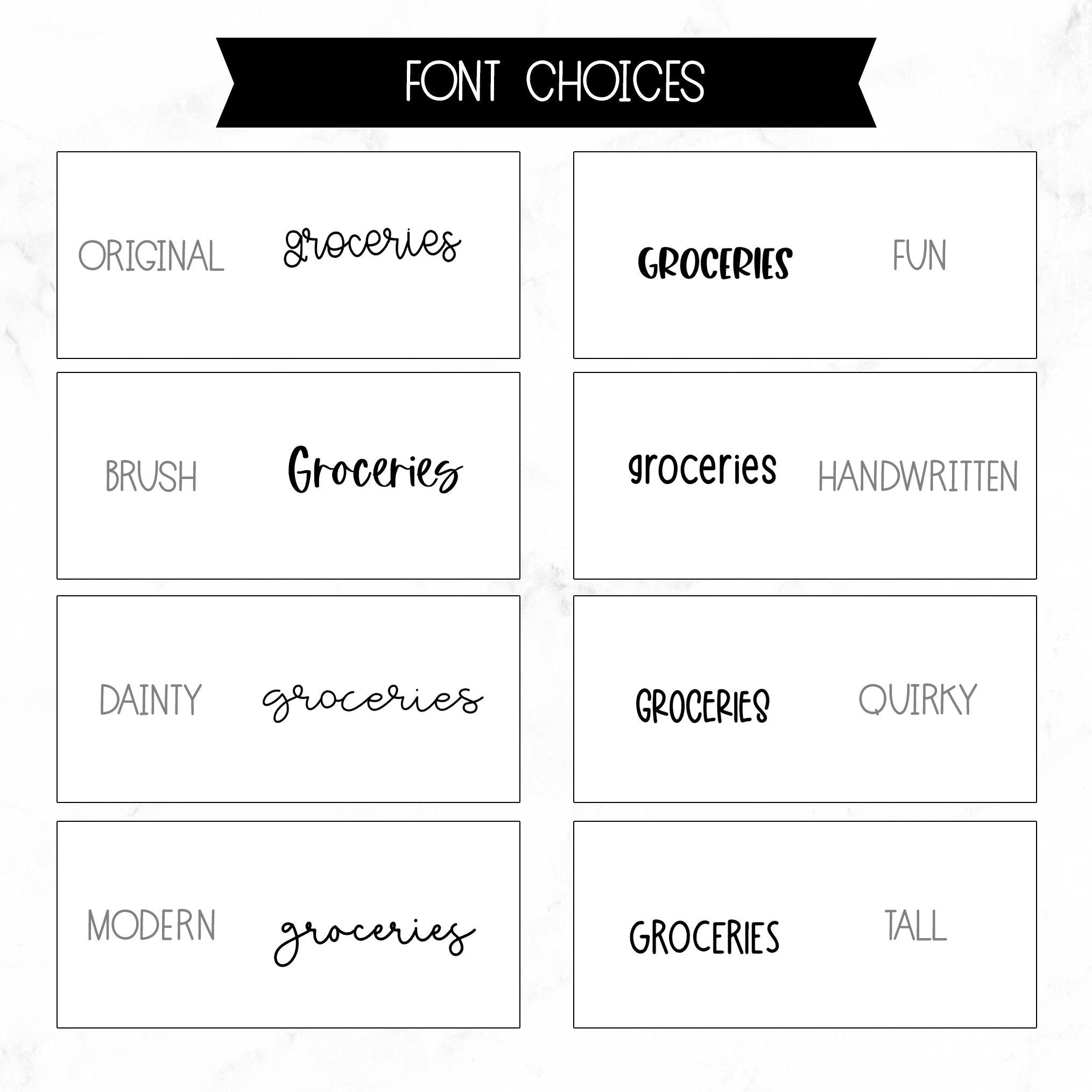 Groceries Script Stickers