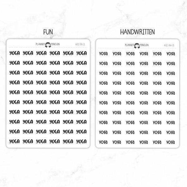 Yoga Script Stickers // #SC-21