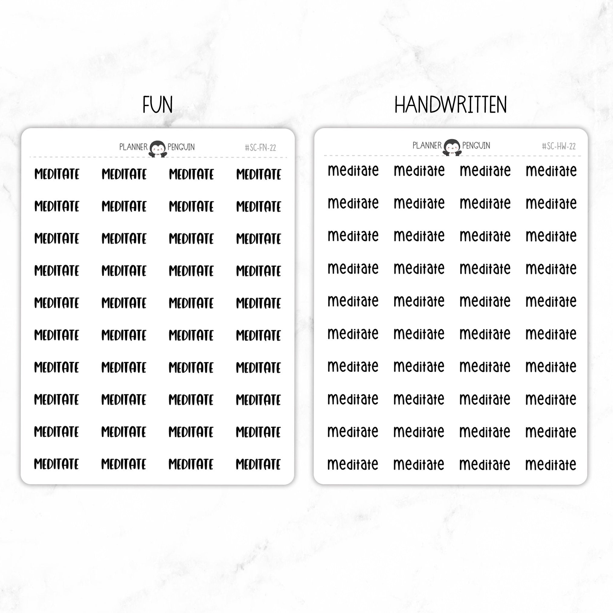 Meditate Script Stickers