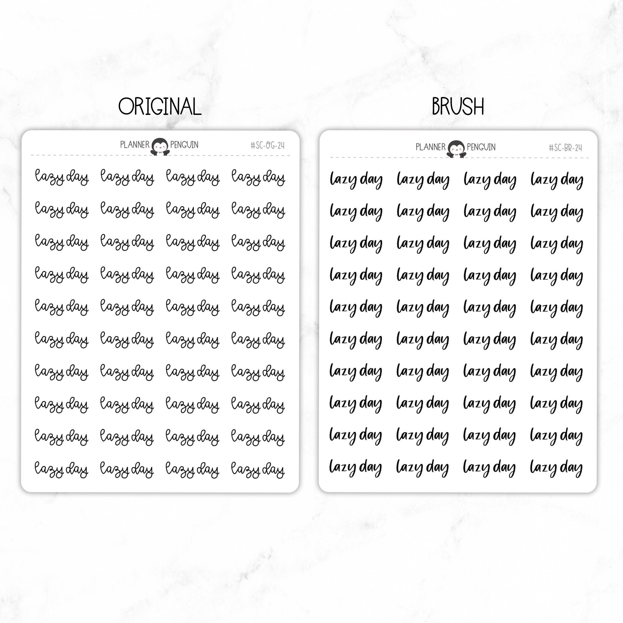 Lazy Day Script Stickers