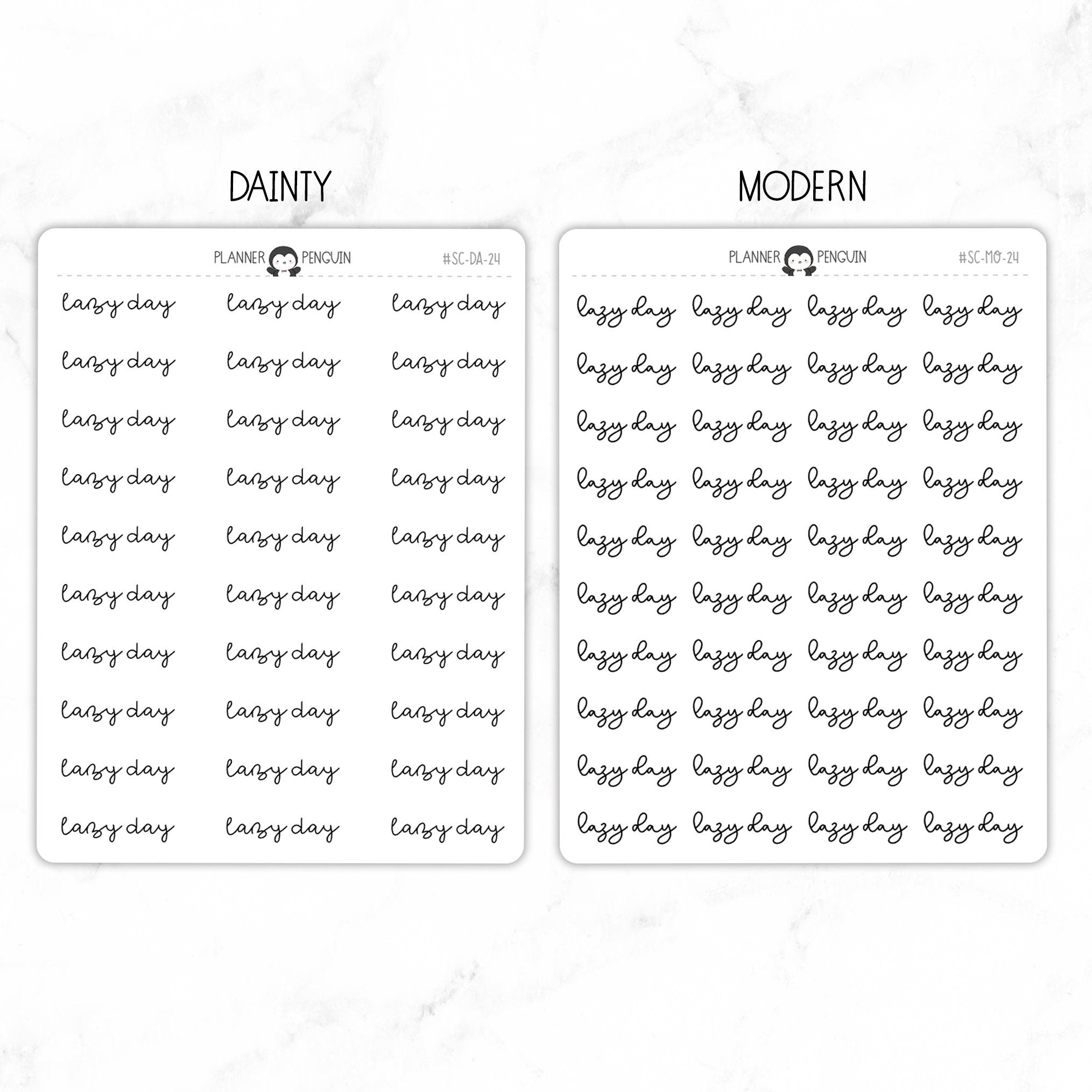 Lazy Day Script Stickers