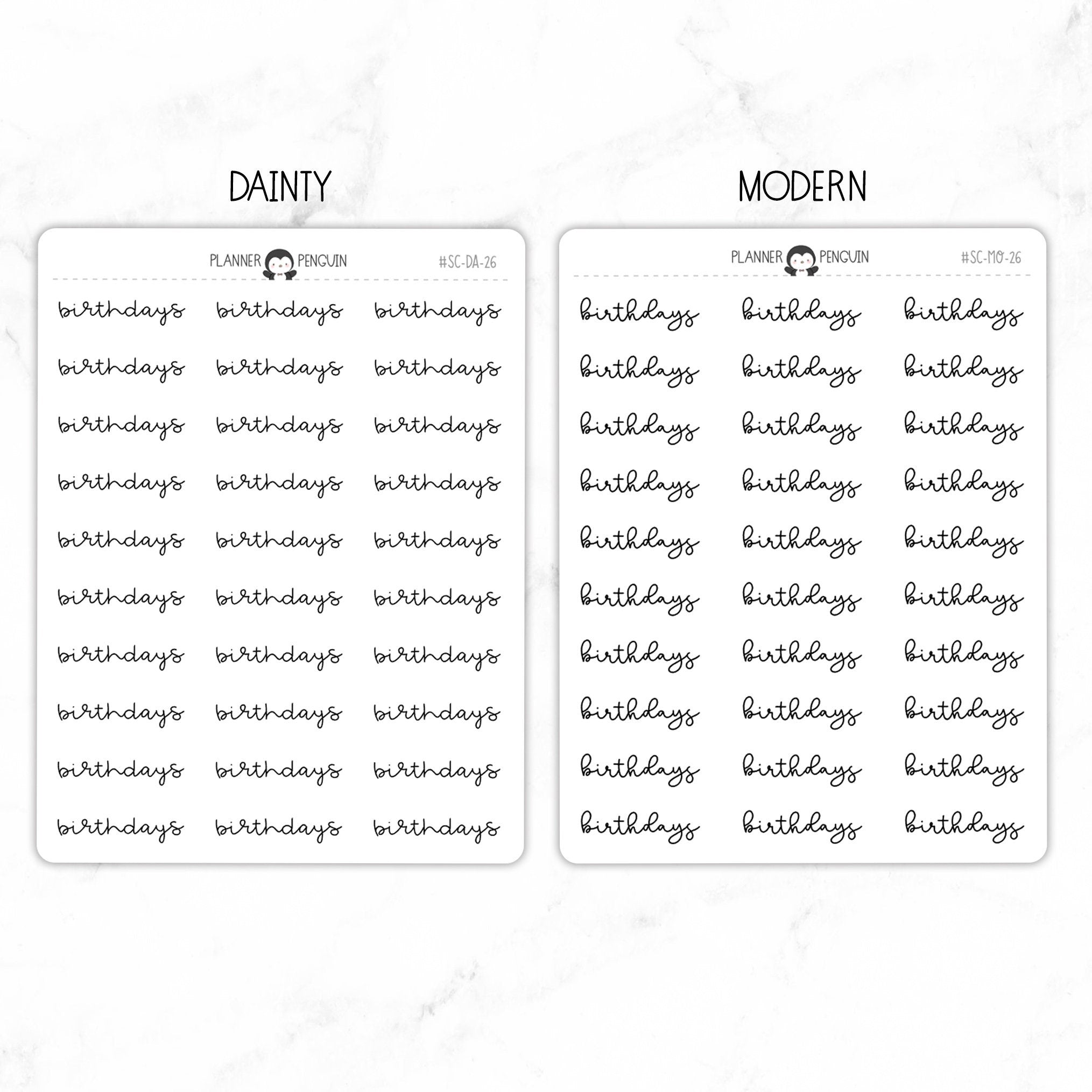 Birthdays Script Stickers