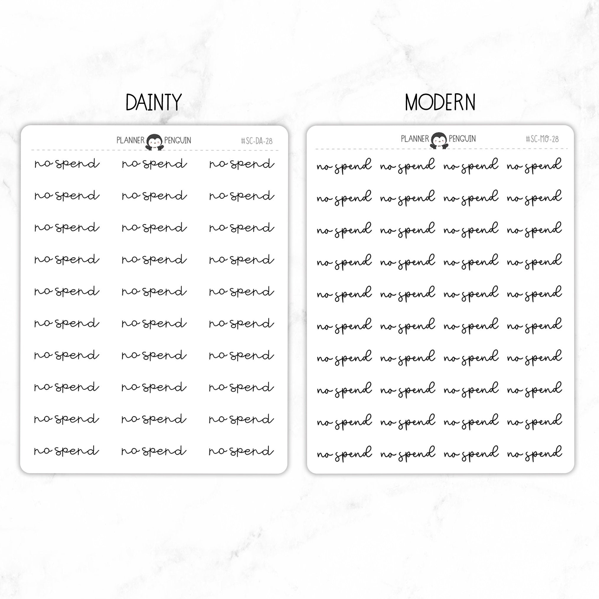 No Spend Script Stickers