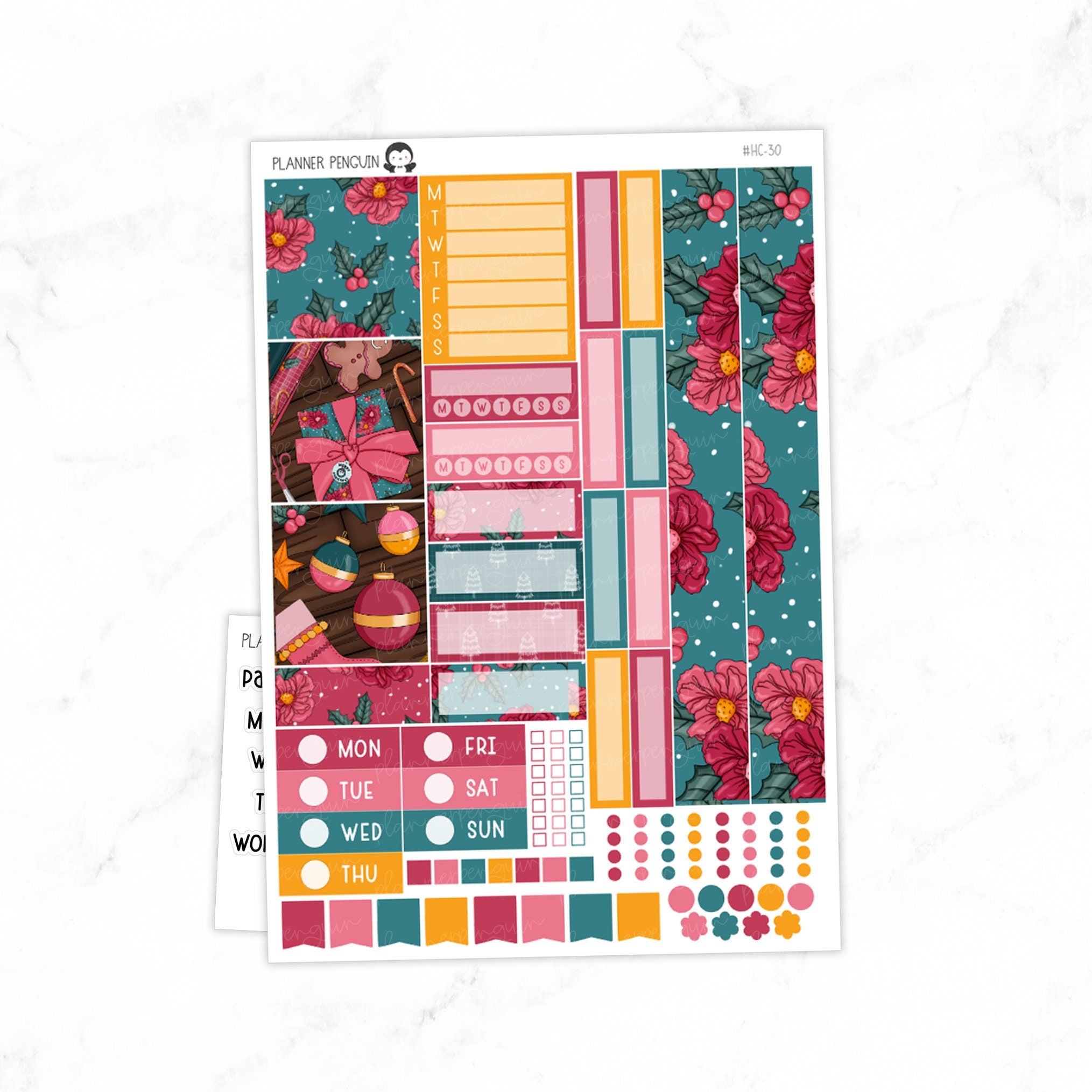 Merry & Bright Christmas Hobonichi Cousin A5 Weekly Sticker Kit// #HC-30