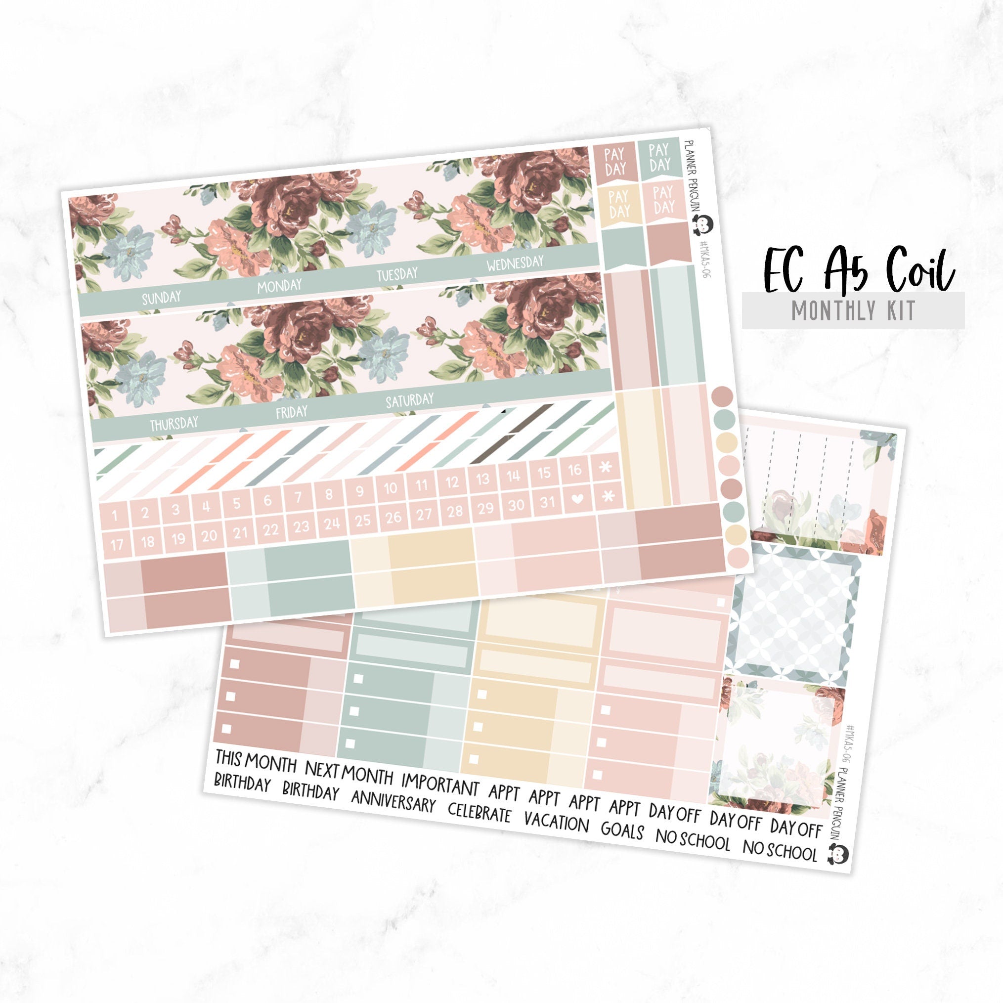 Rose Undated EC A5 Coil Monthly Kit