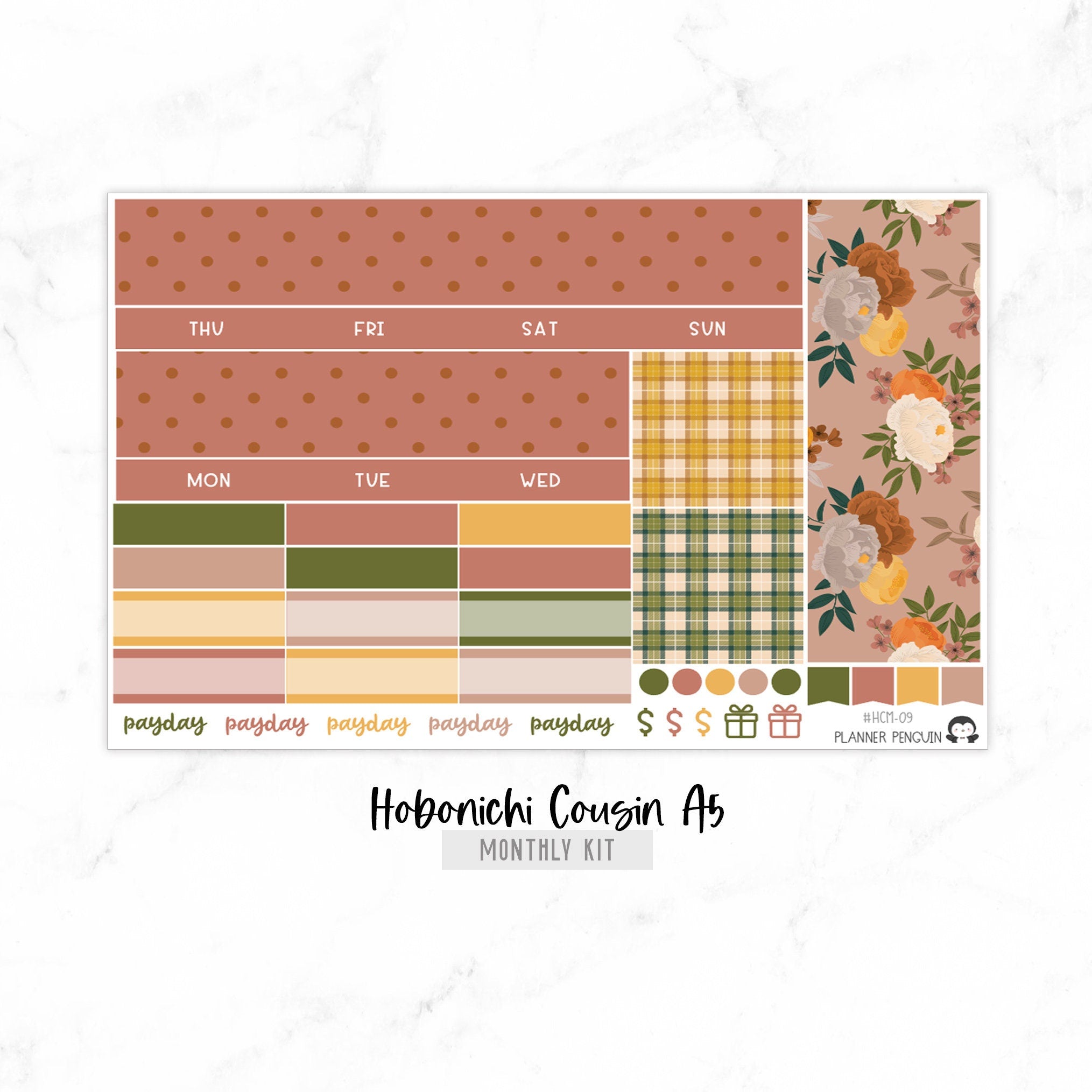 Autumn Floral Undated Hobonichi Monthly Kit