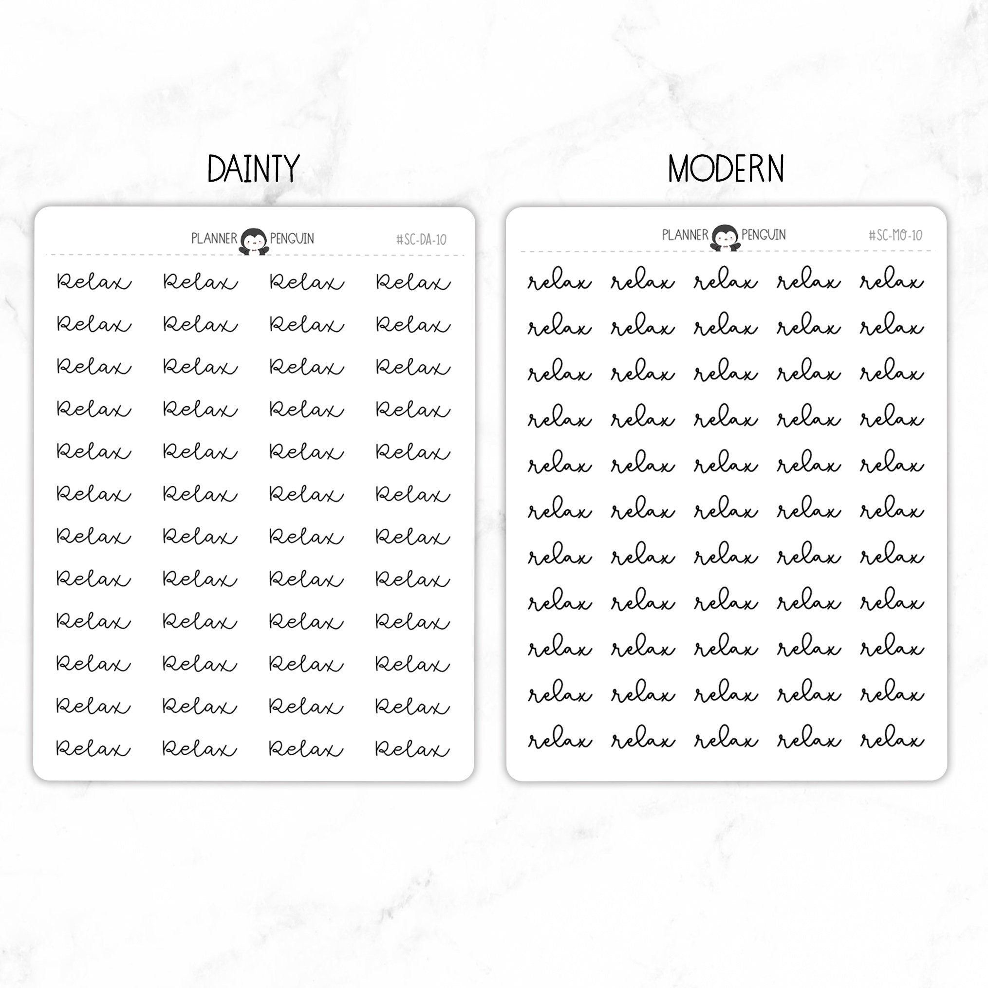 Relax Script Stickers