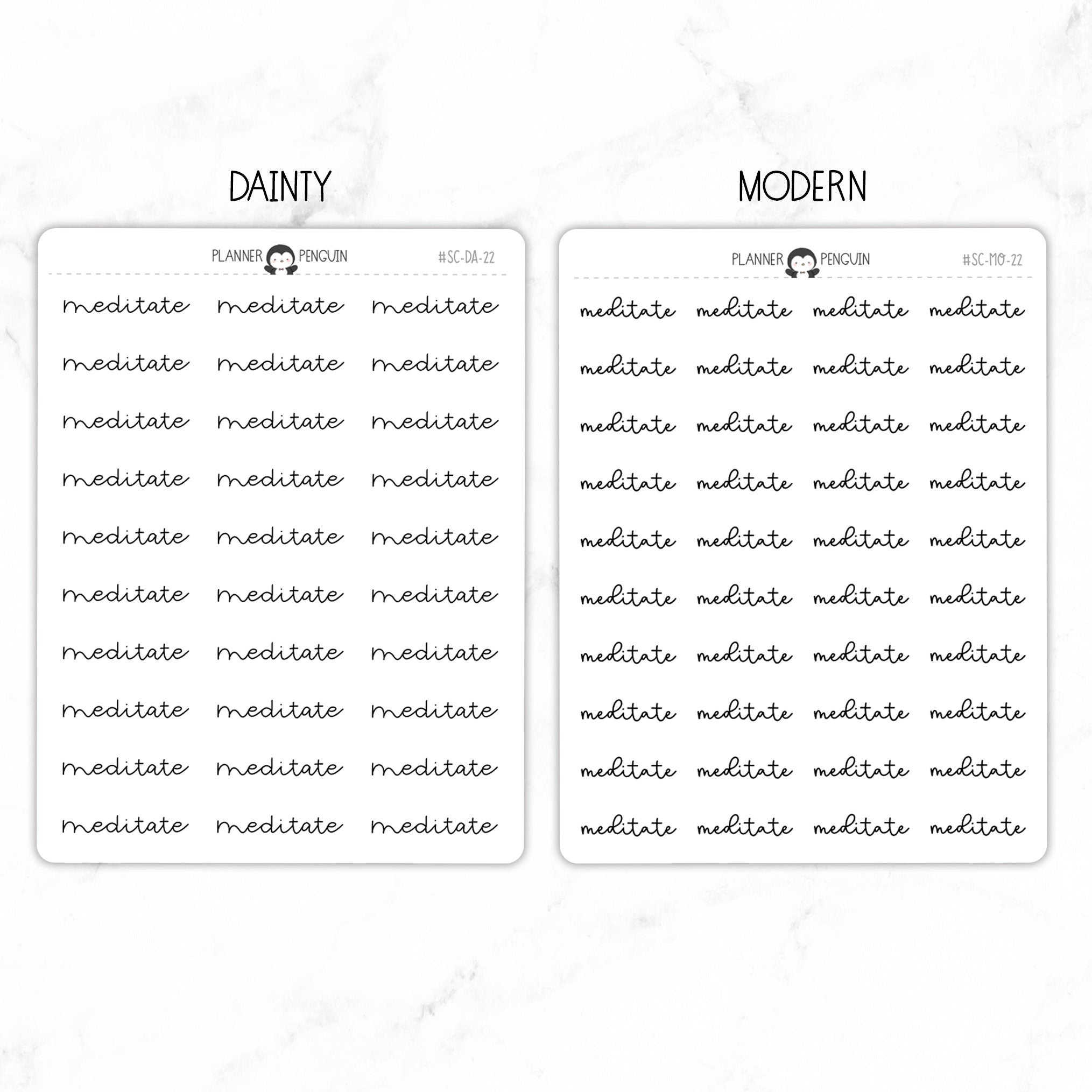 Meditate Script Stickers