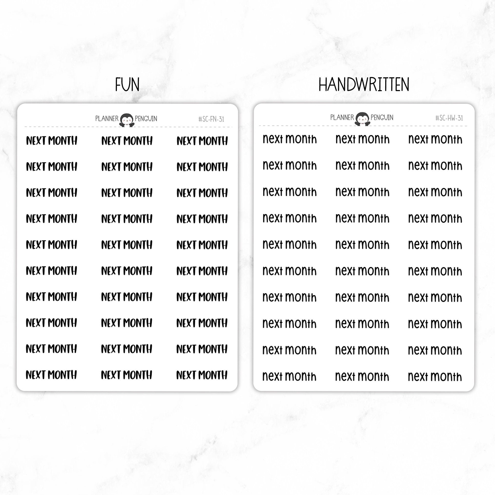 Next Month Script Stickers
