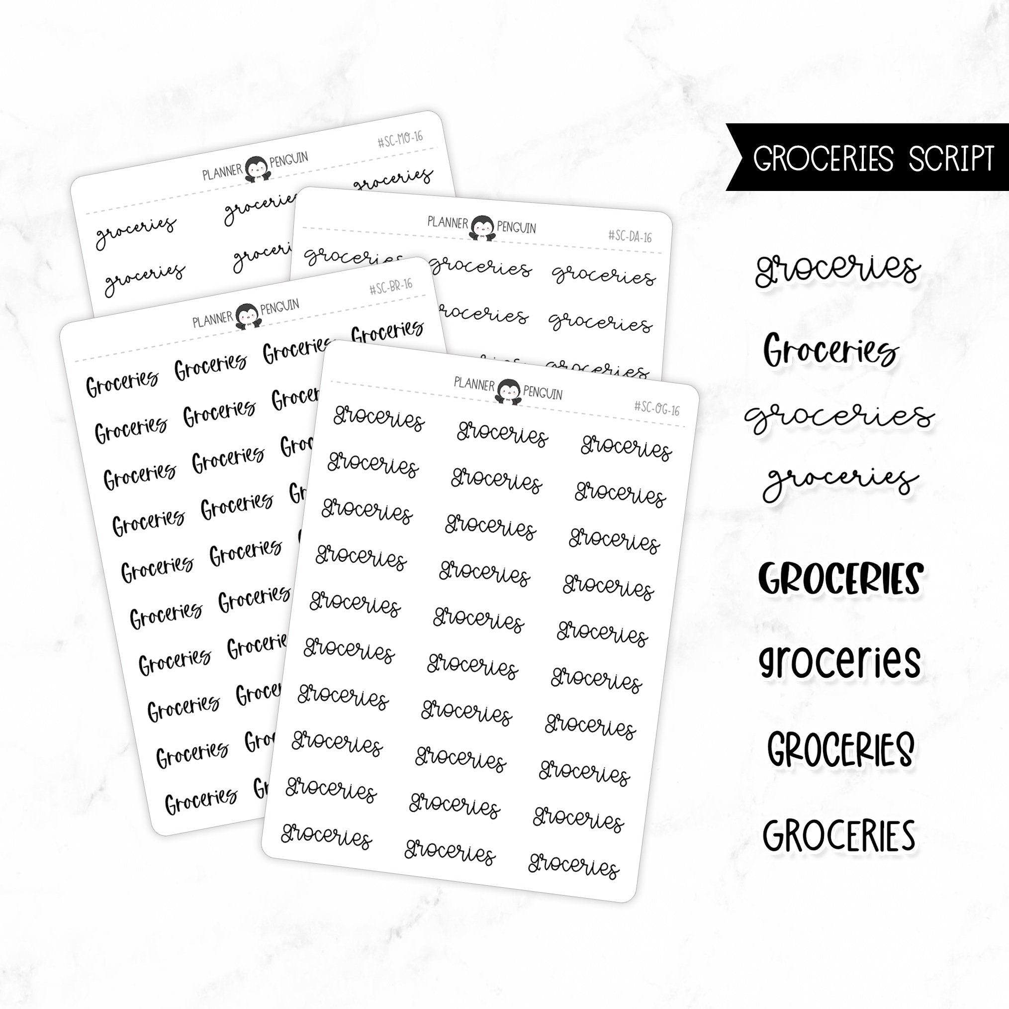 Groceries Script Stickers