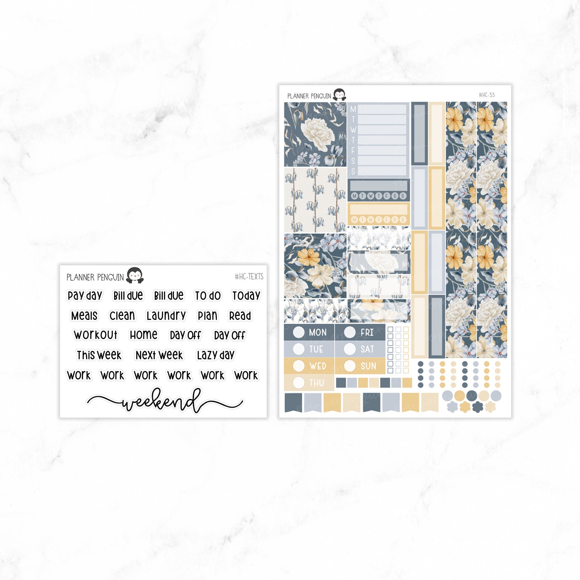 Winter Flowers Hobonichi Cousin A5 Weekly Sticker Kit// #HC-33