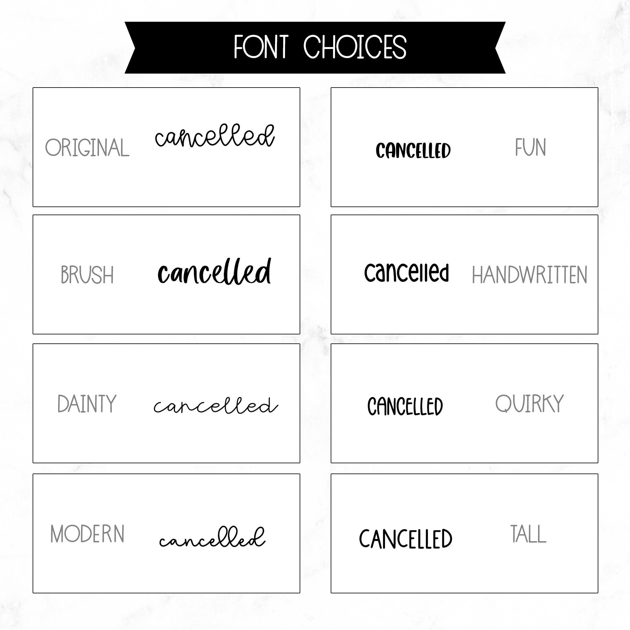 Cancelled Script Stickers