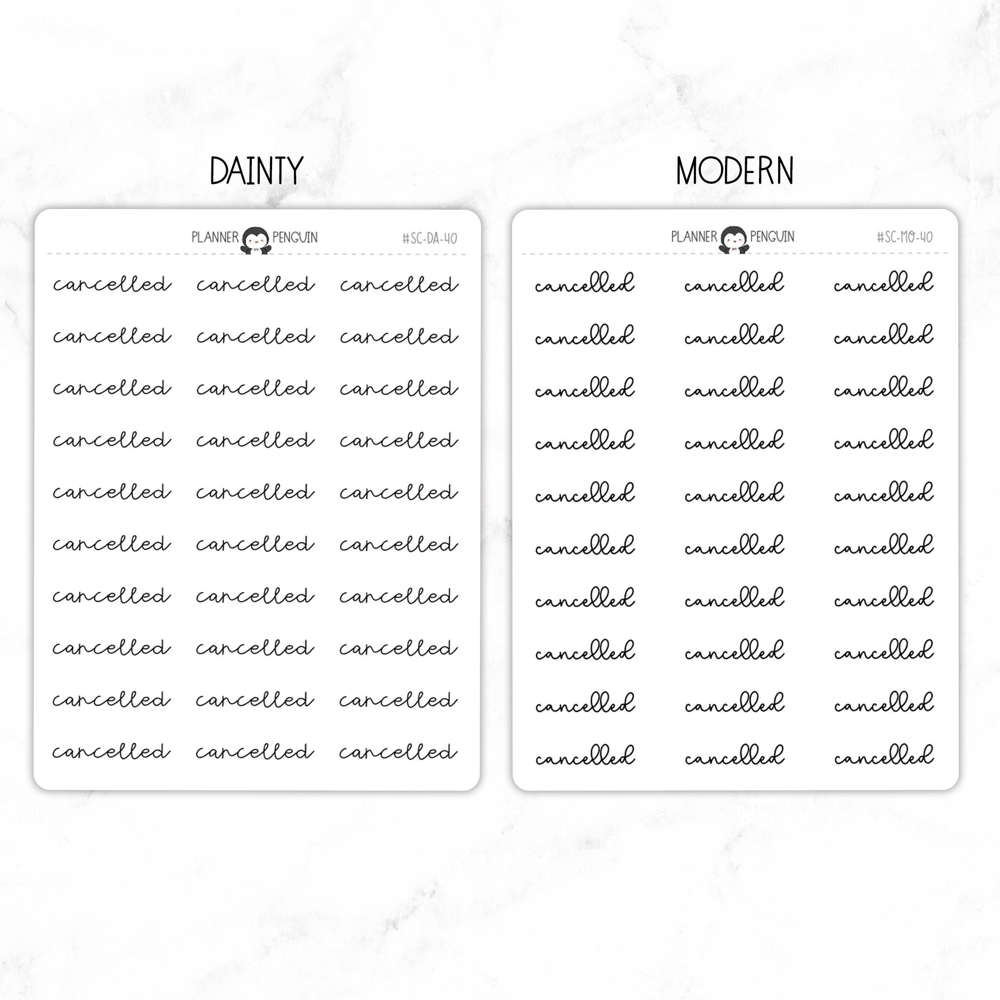 Cancelled Script Stickers