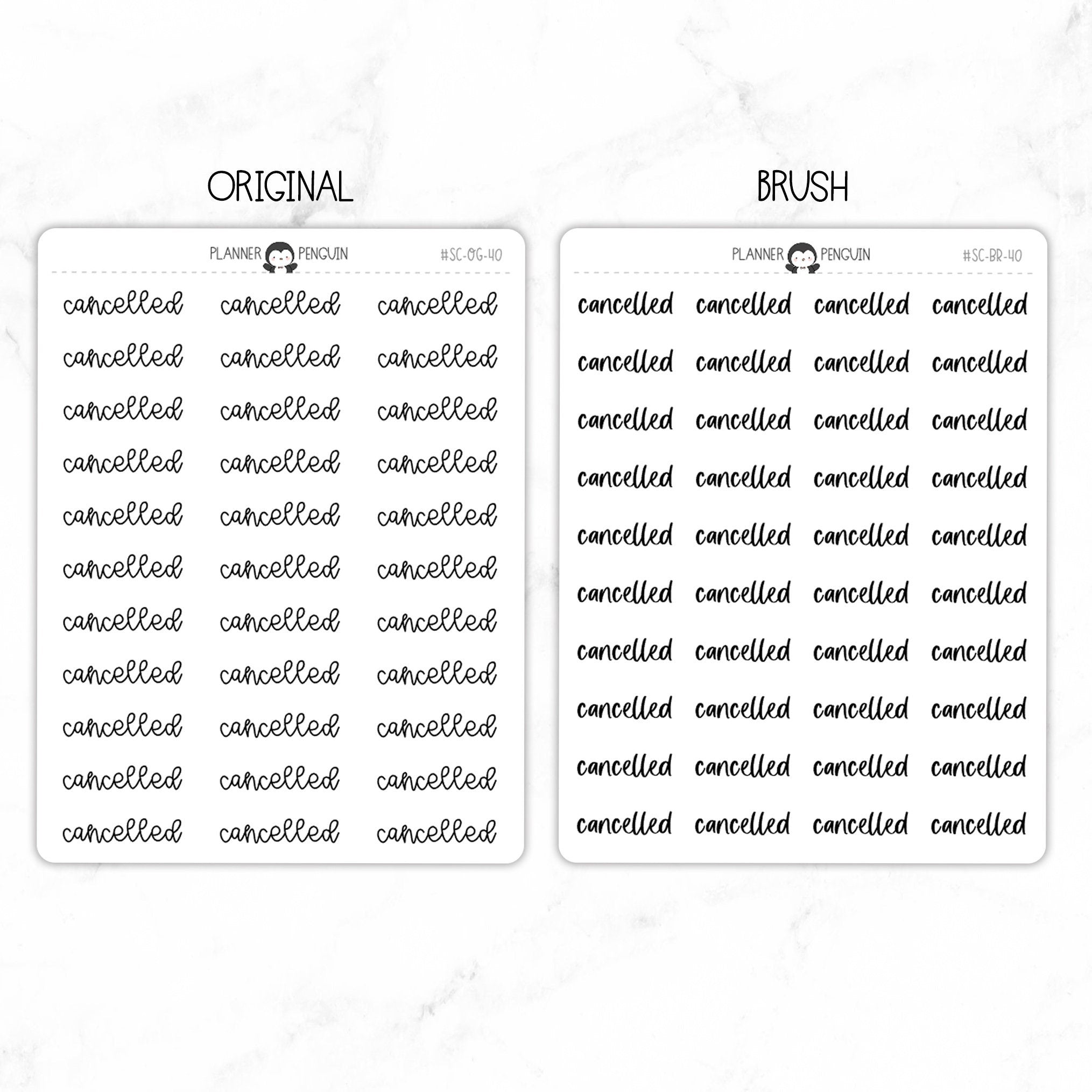 Cancelled Script Stickers