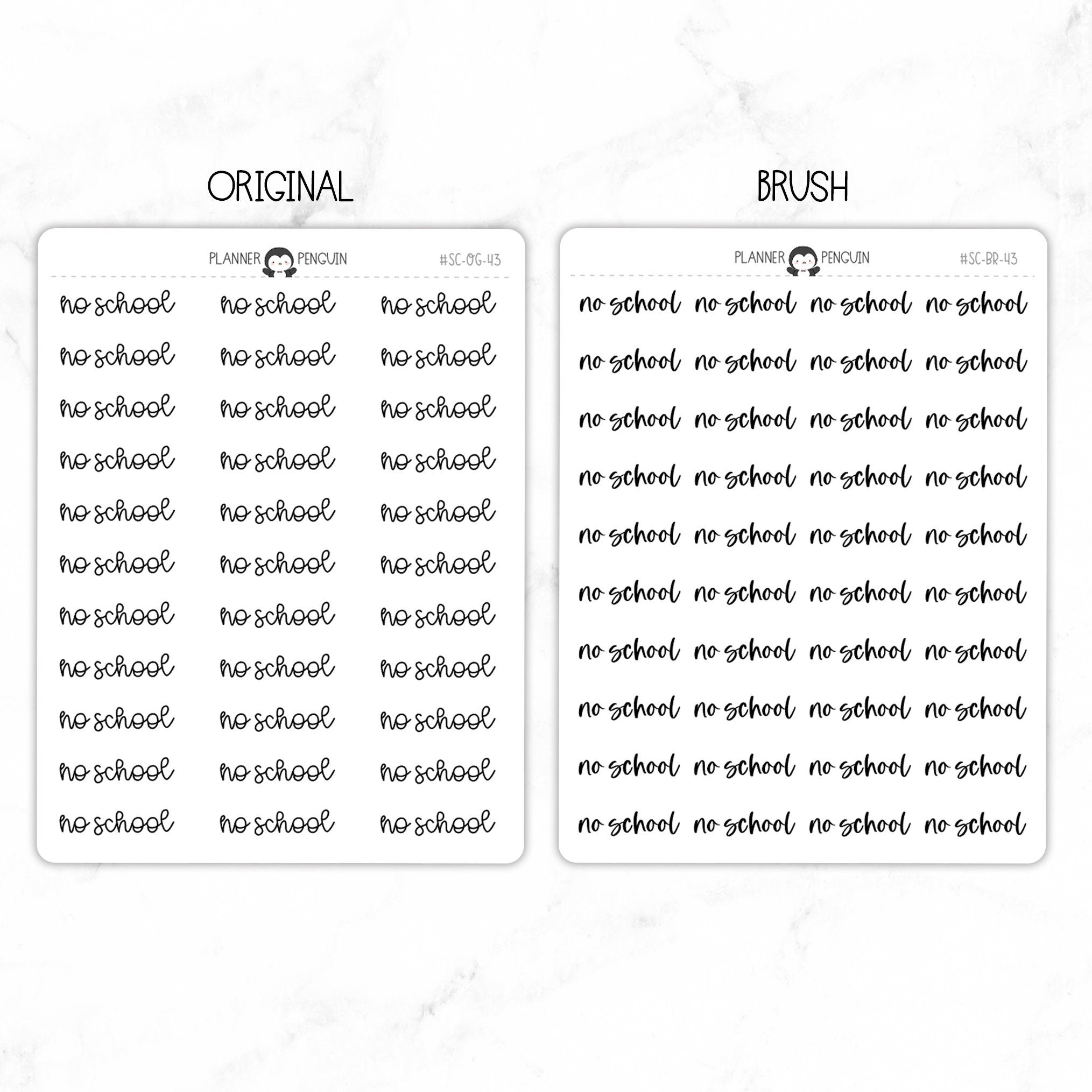 No School Script Stickers