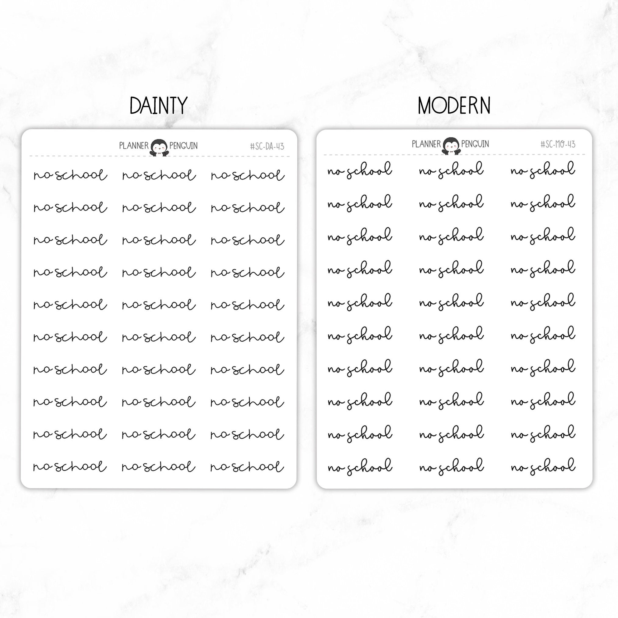 No School Script Stickers
