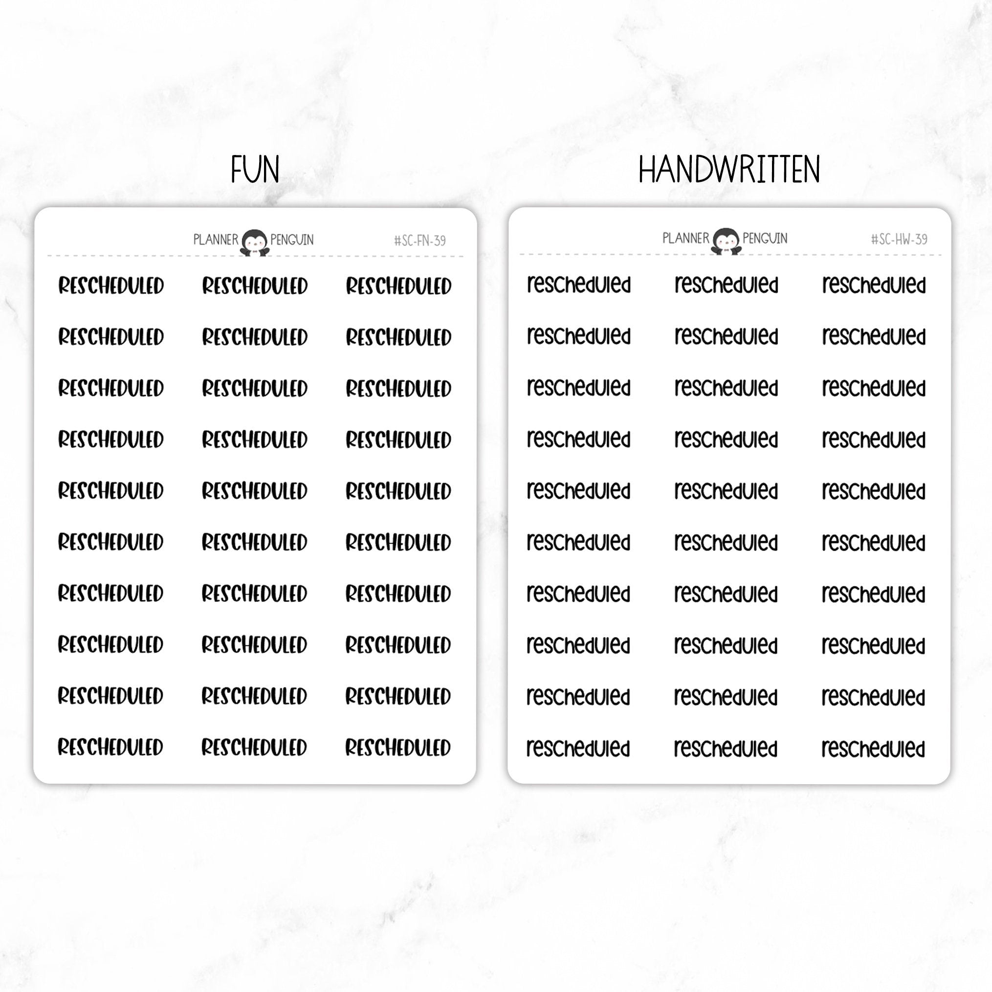 Rescheduled Script Stickers