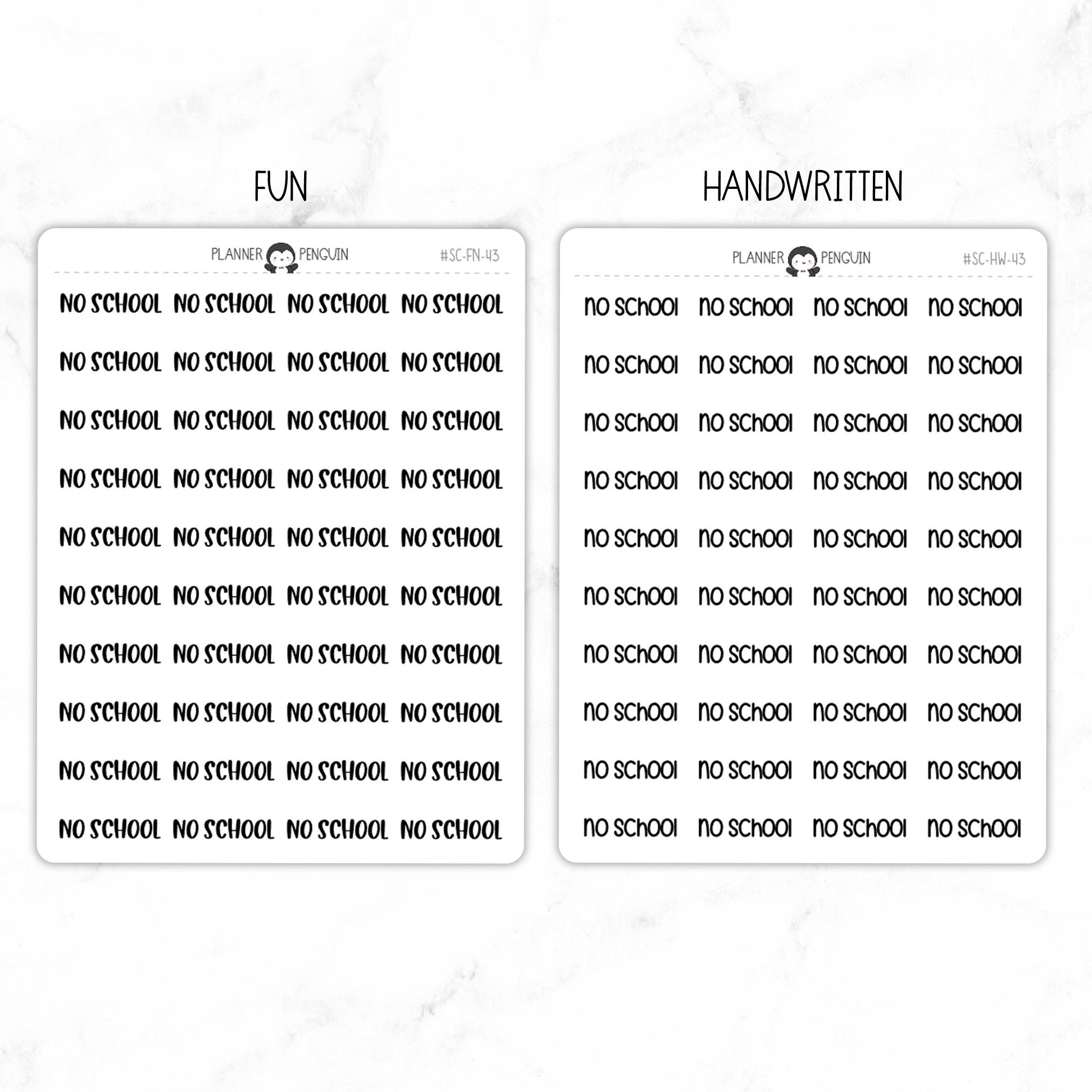 No School Script Stickers