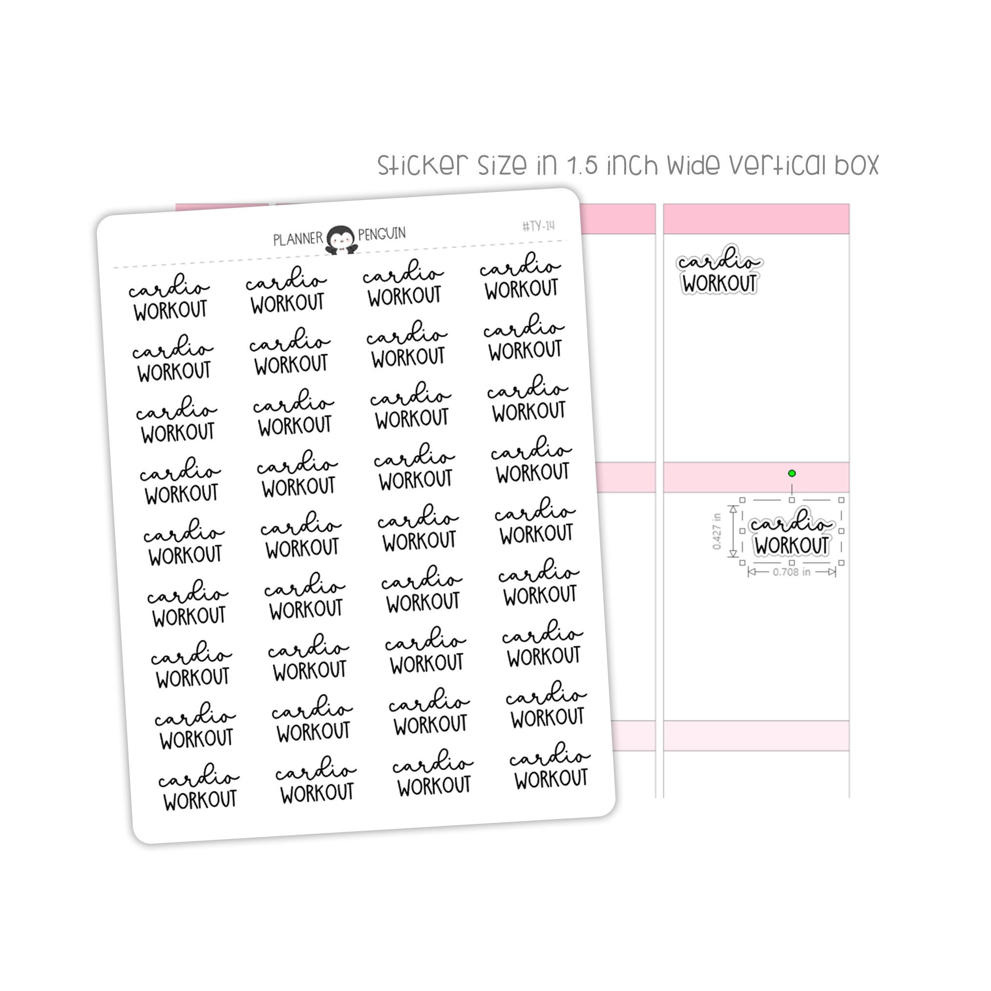Cardio Workout Fitness Typography stickers