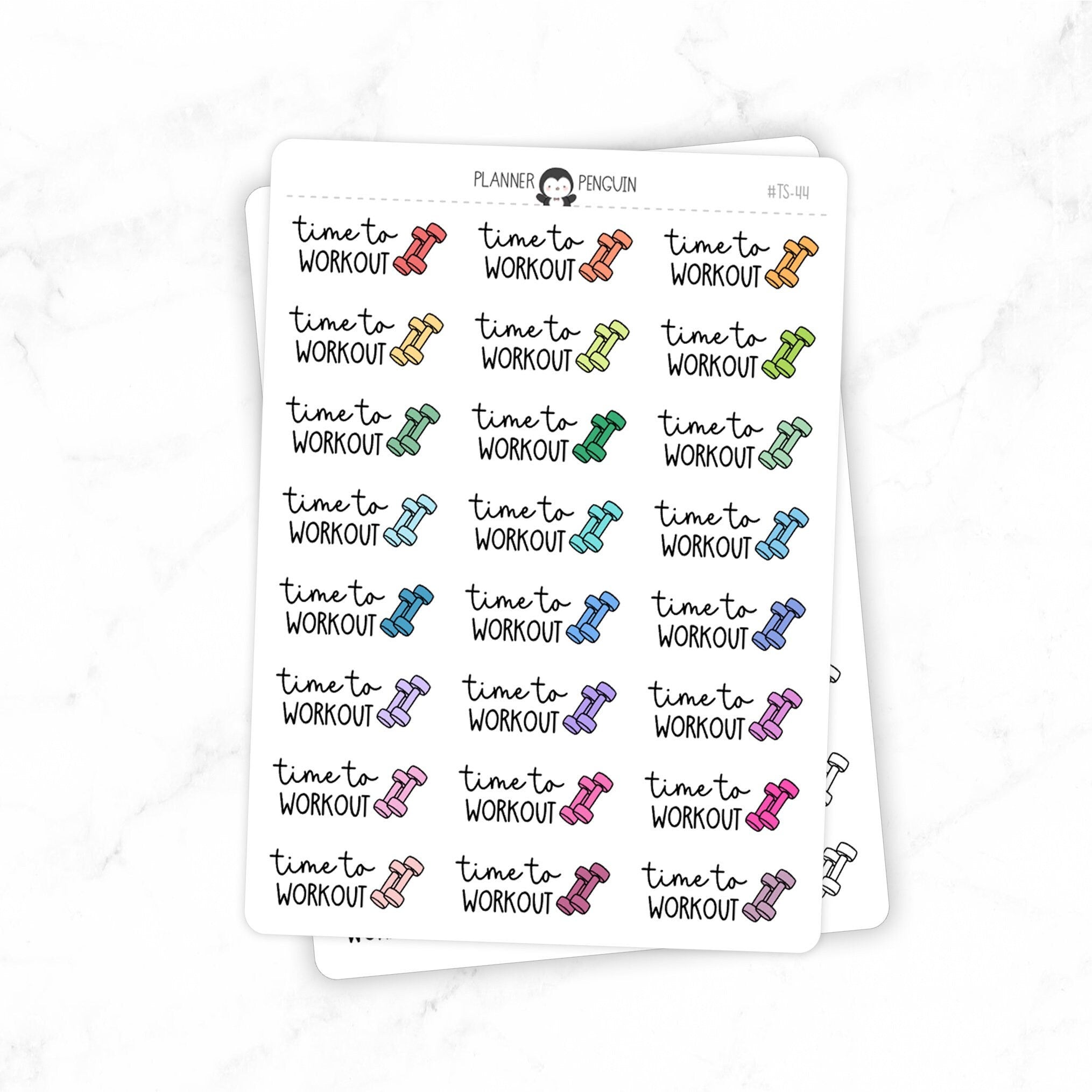 Time To Workout - Icon Script Stickers
