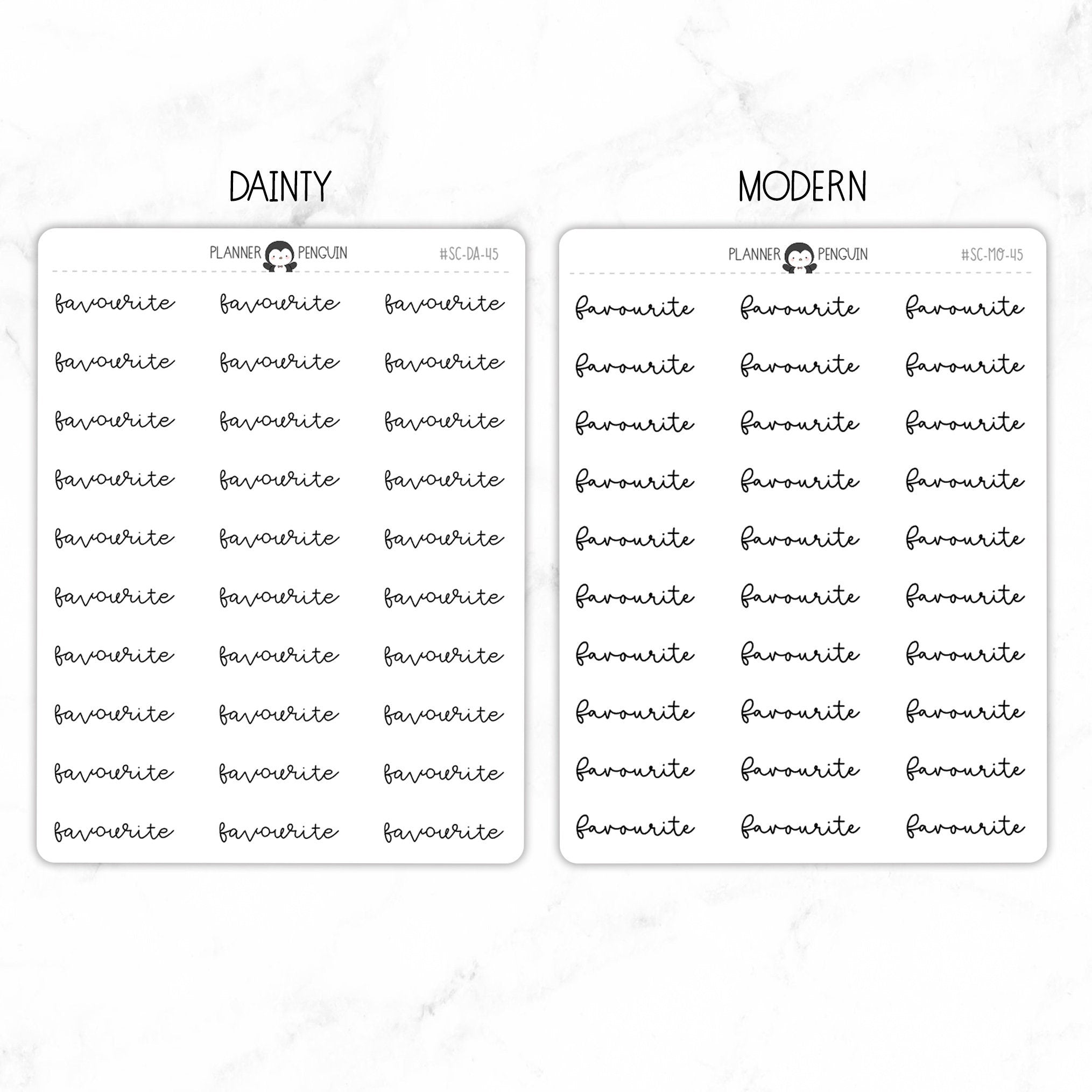 Favourite Script Stickers