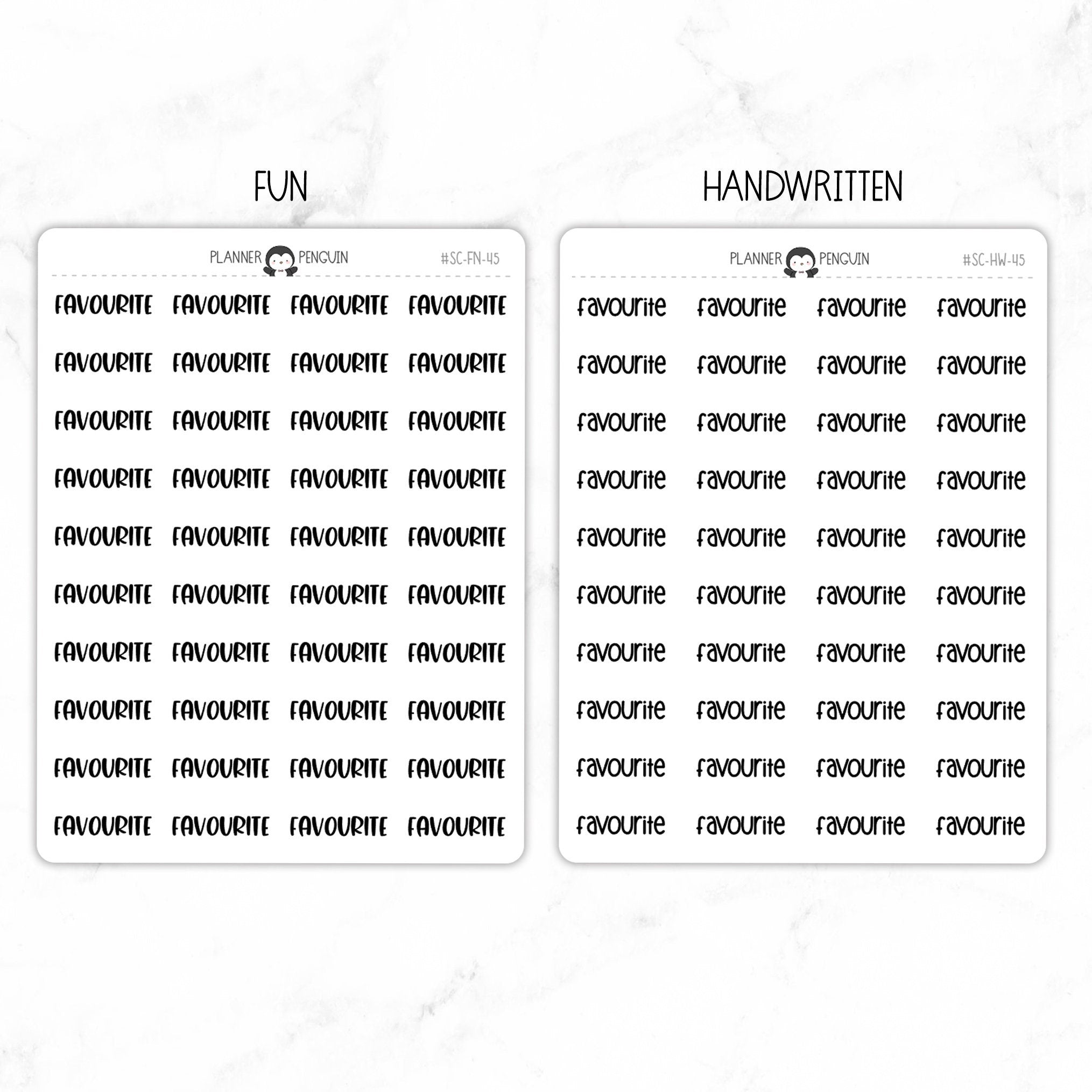 Favourite Script Stickers