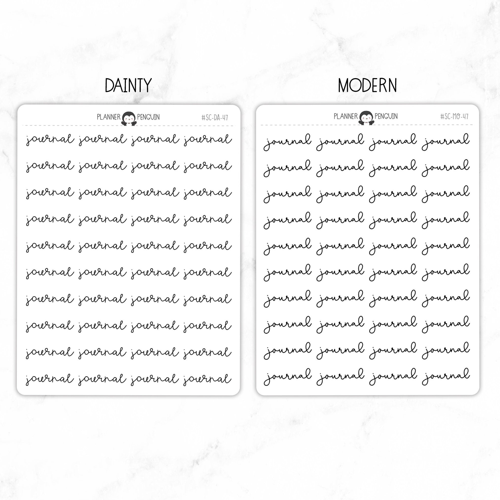 Journal Script Stickers