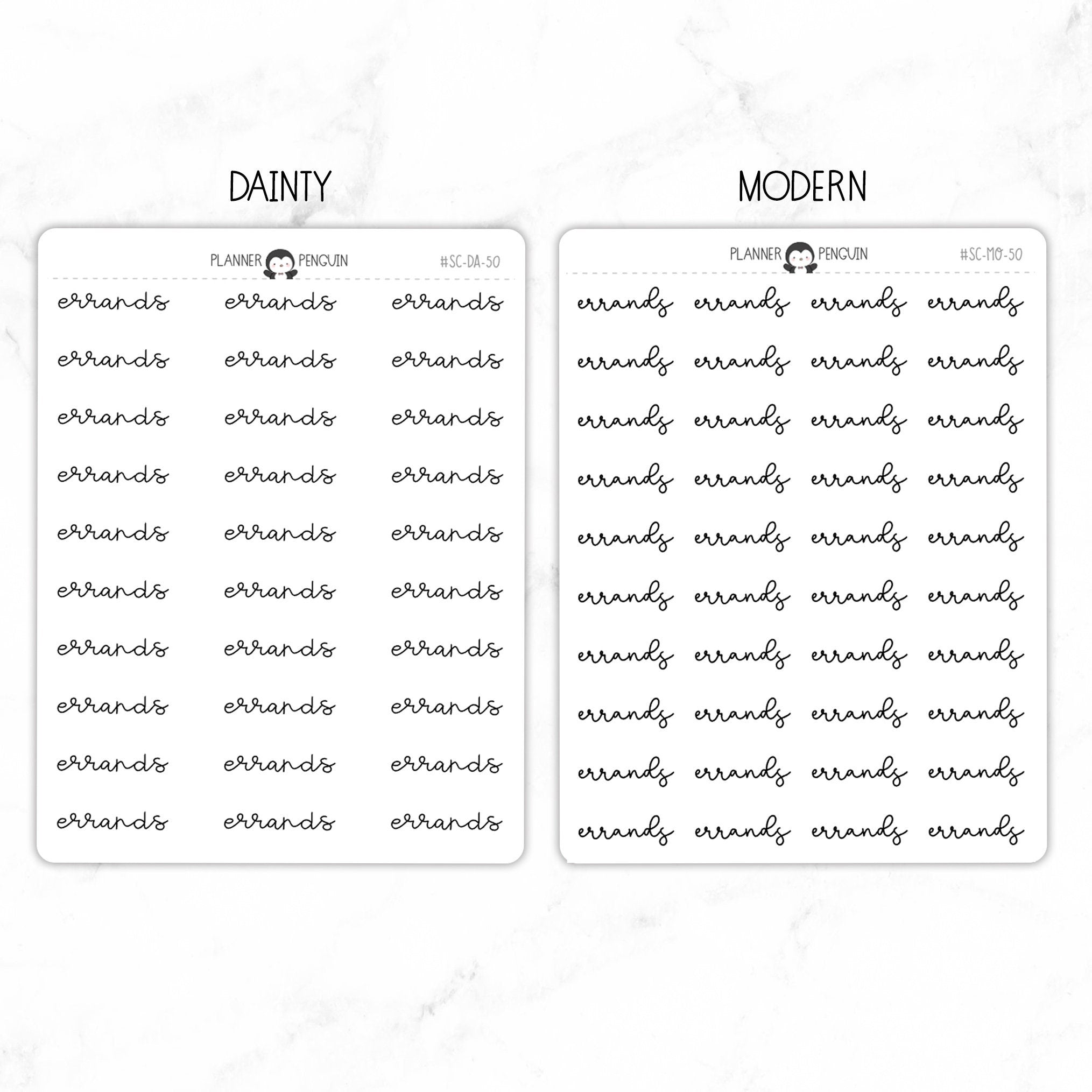 Errands Script Stickers