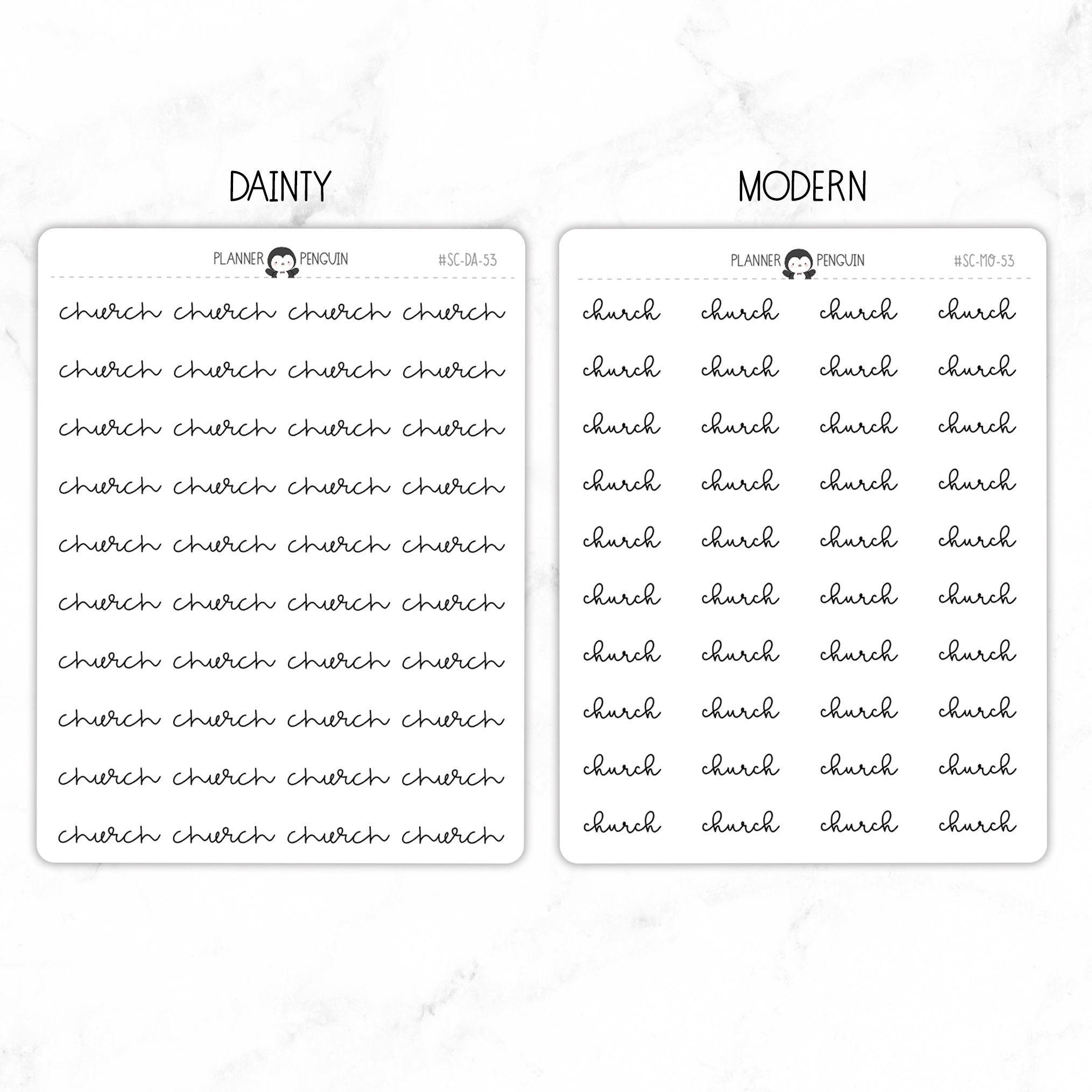 Church Script Stickers