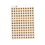 Wood Letter Tile Stickers - Junk journal Alphabet | Scrapbook