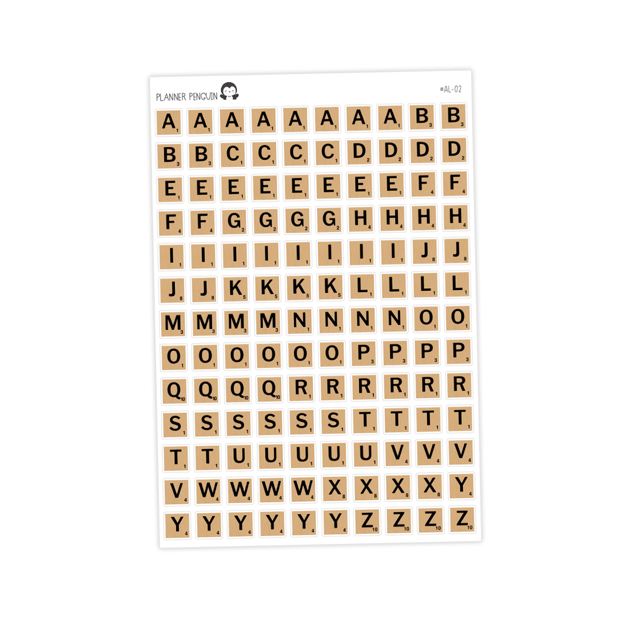 Wood Letter Tile Stickers - Junk journal Alphabet | Scrapbook // #AL-02