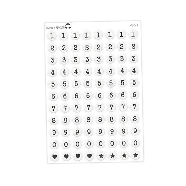 Jumbo Bead Number Stickers - Junk journal Alphabet | Scrapbook // #AL-04N