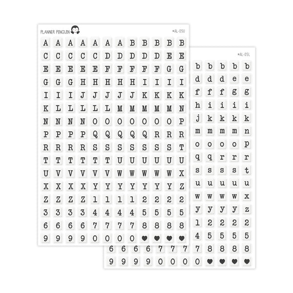 Square Letter Bead Alphabet Stickers  // #AL-05
