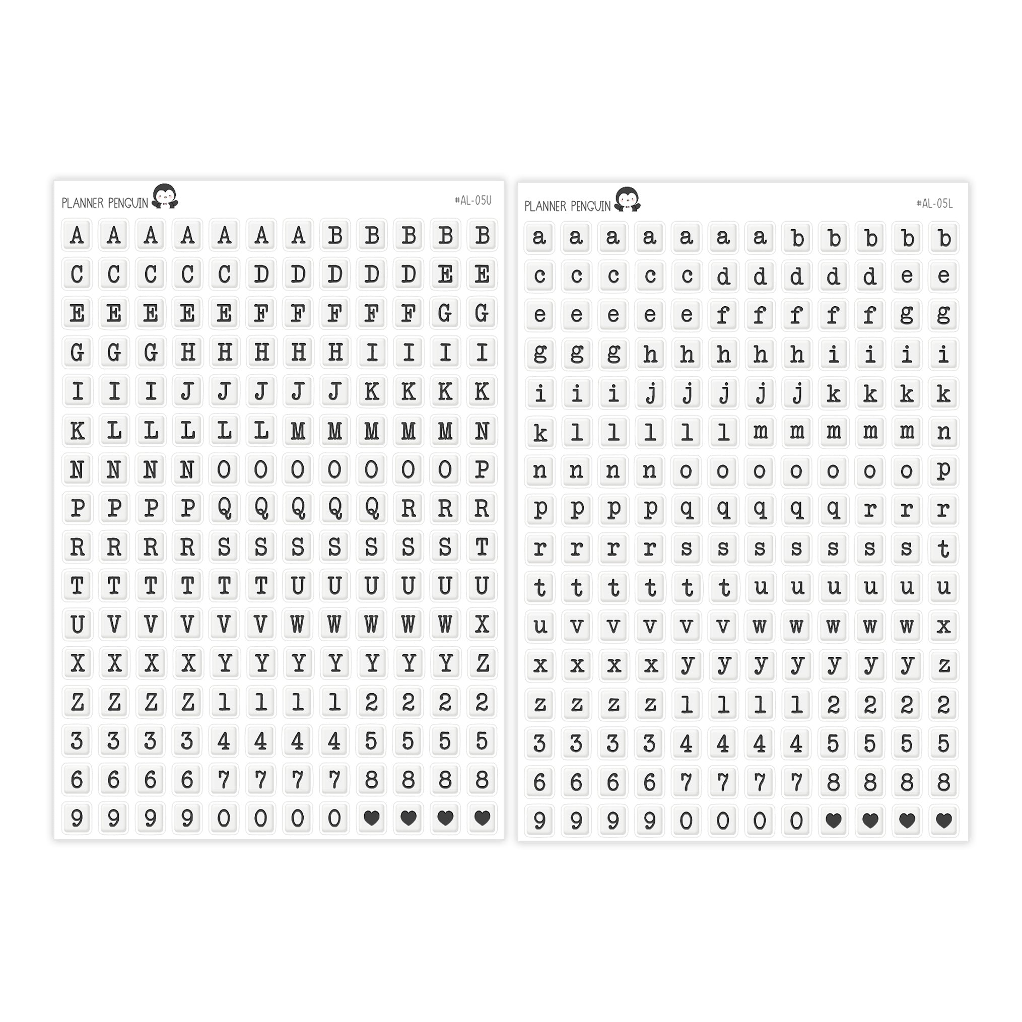 Square Letter Bead Alphabet Stickers// #AL-05