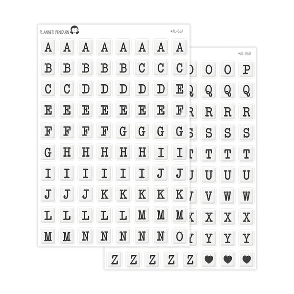 Jumbo Square Bead Alphabet Stickers // #AL-06AB