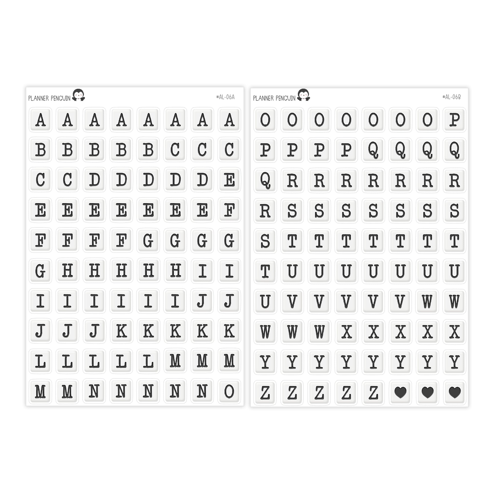 Jumbo Square Bead Alphabet Stickers // #AL-06AB