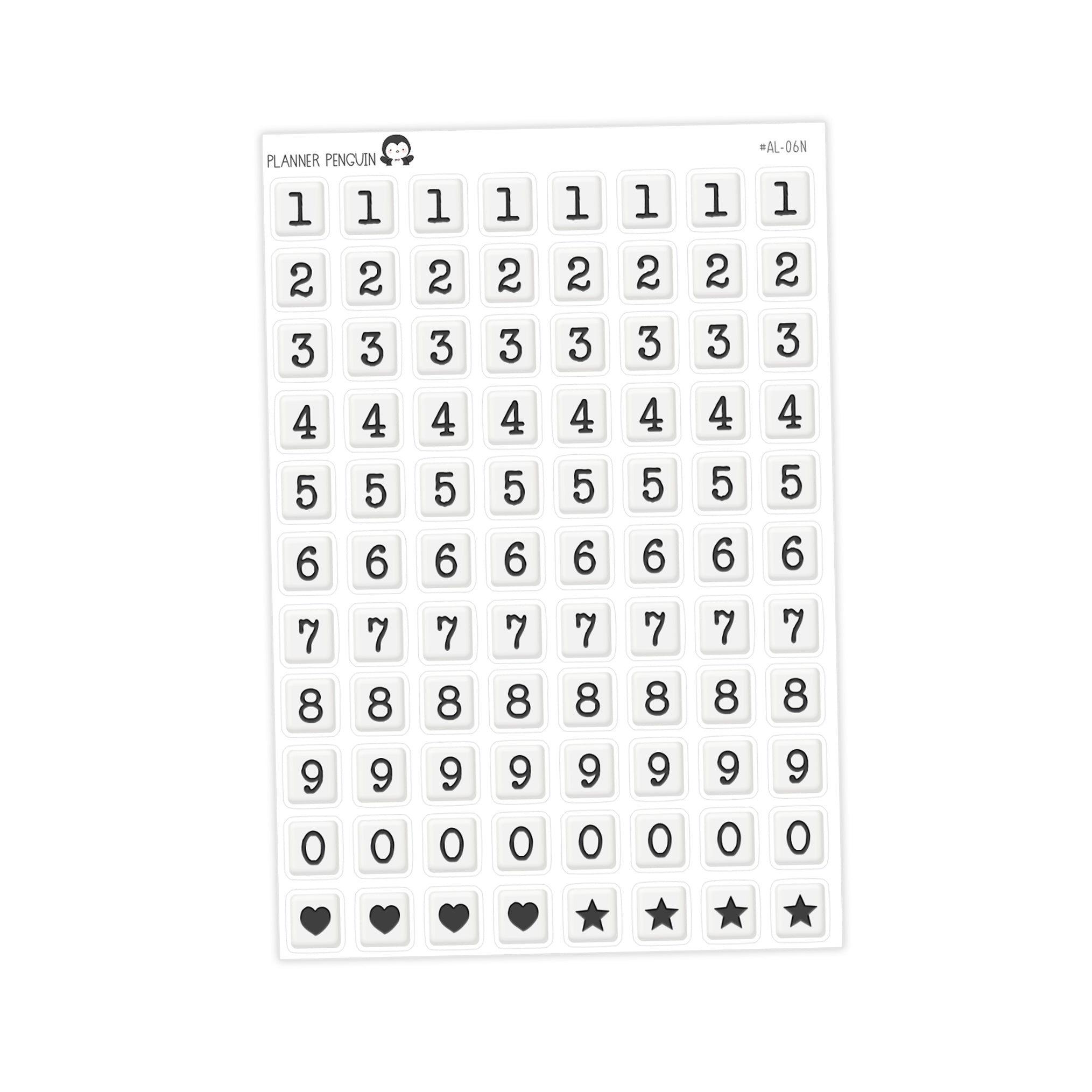 Jumbo Square Bead Number Stickers - Junk journal Alphabet | Scrapbook
