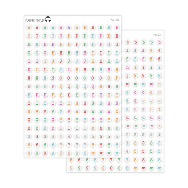 Letter Bead Colorful  Alphabet Stickers // #AL-07