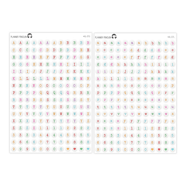 Letter Bead Colorful  Alphabet Stickers // #AL-07